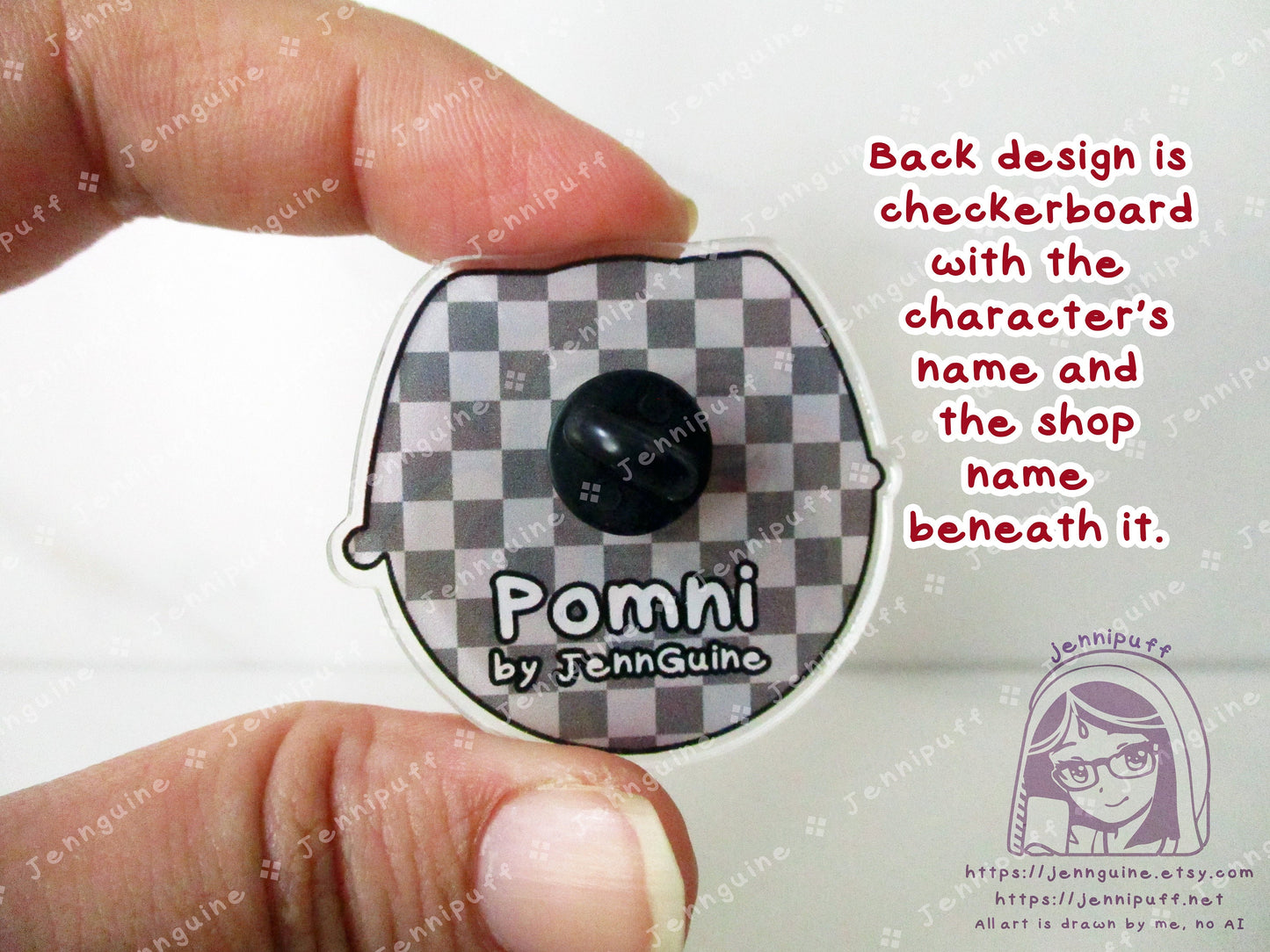 Pomni - The Amazing Digital Circus Double-Sided Double-Walled Recycled Acrylic 40mm 1.5in Pin with Black Rubber Clutch TADC