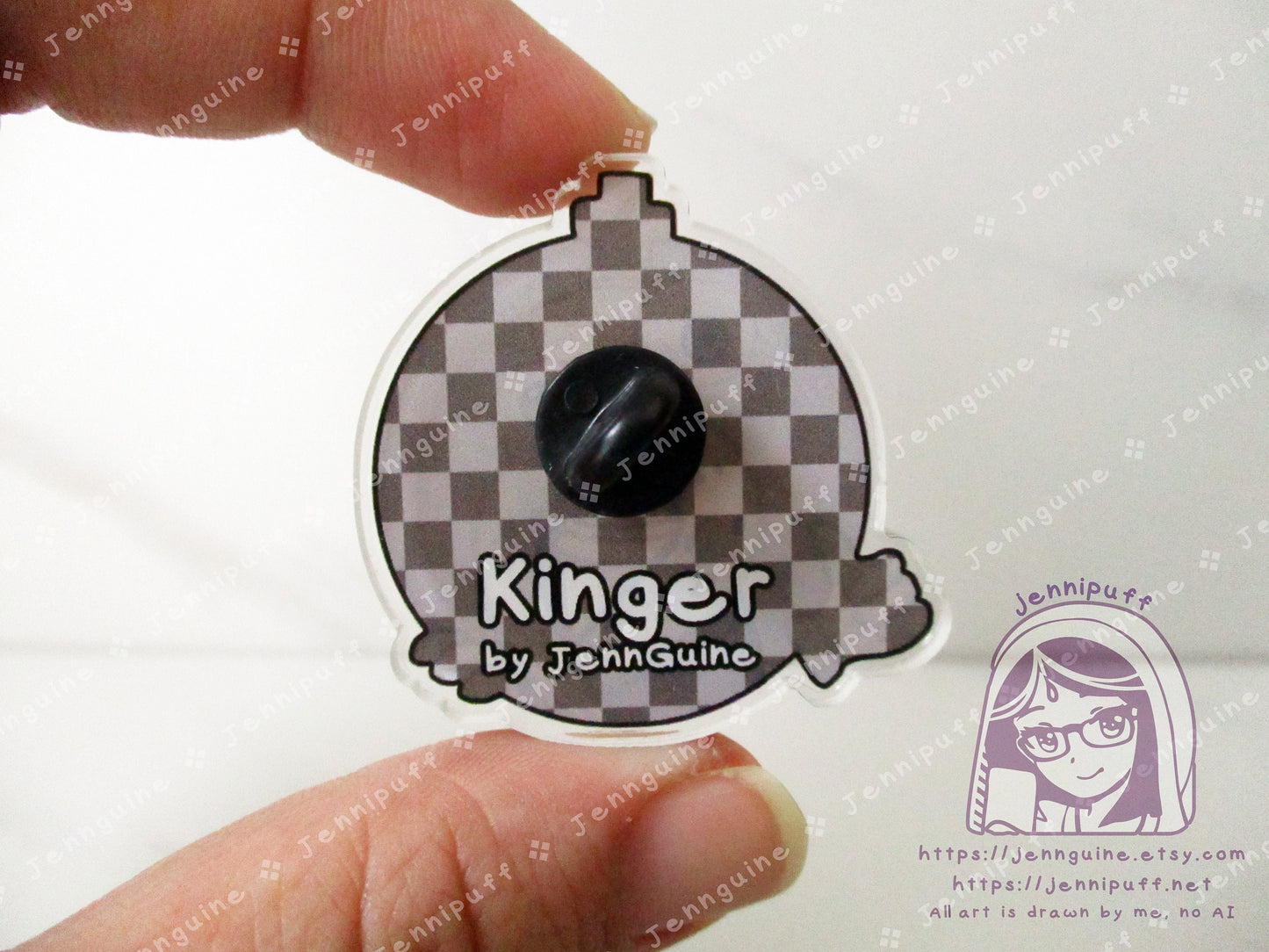 Kinger - The Amazing Digital Circus Double-Sided Double-Walled Recycled Acrylic 40mm 1.5in Pin with Black Rubber Clutch TADC