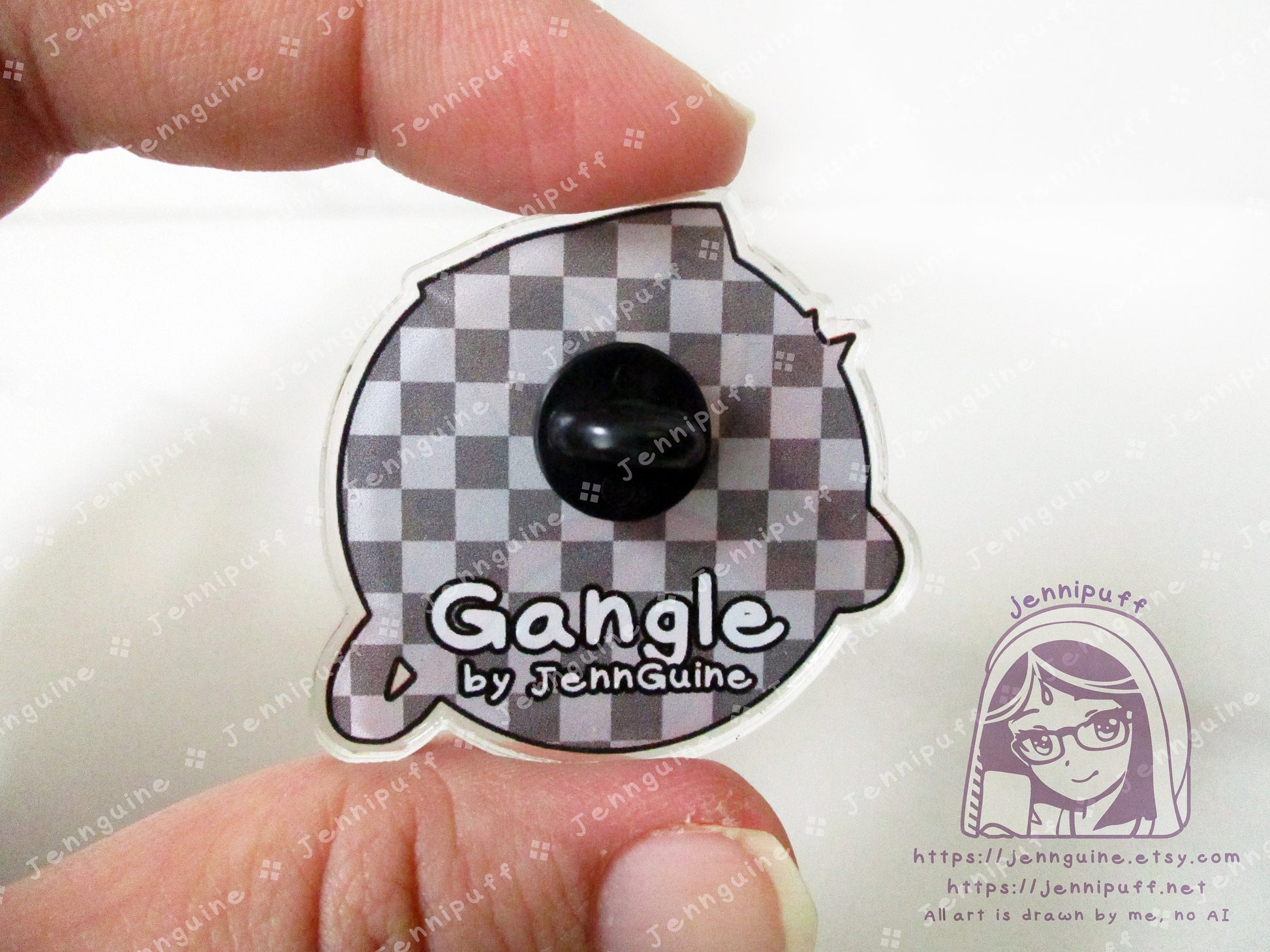 Gangle - The Amazing Digital Circus Double-Sided Double-Walled Recycled Acrylic 40mm 1.5in Pin with Black Rubber Clutch TADC