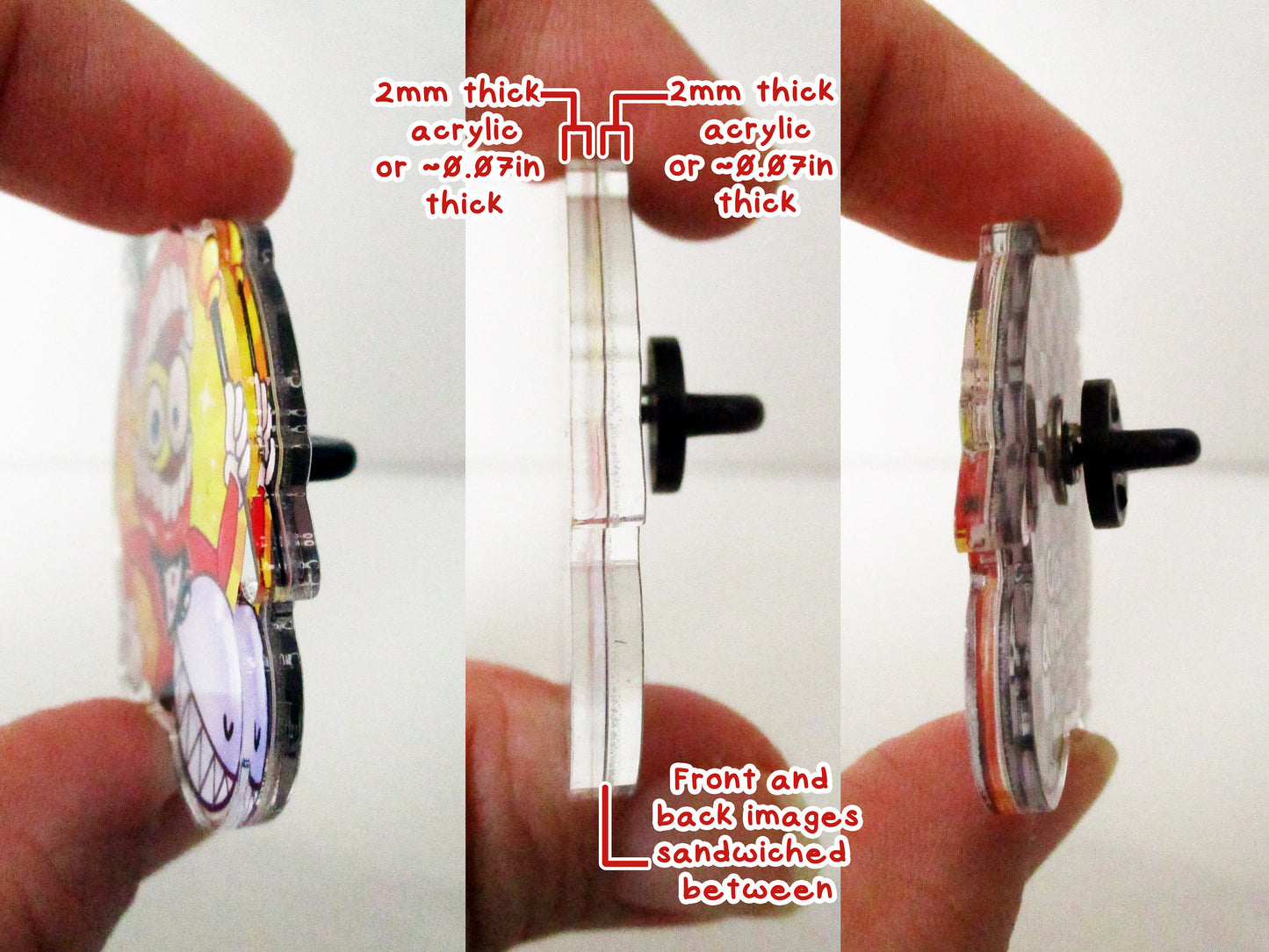 Caine and Bubble - The Amazing Digital Circus Double-Sided Double-Walled Recycled Acrylic 40mm 1.5in Pin with Black Rubber Clutch TADC