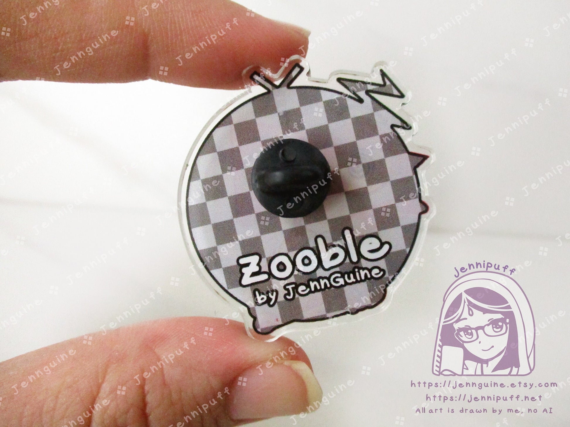 Zooble - The Amazing Digital Circus Double-Sided Double-Walled Recycled Acrylic 40mm 1.5in Pin with Black Rubber Clutch TADC