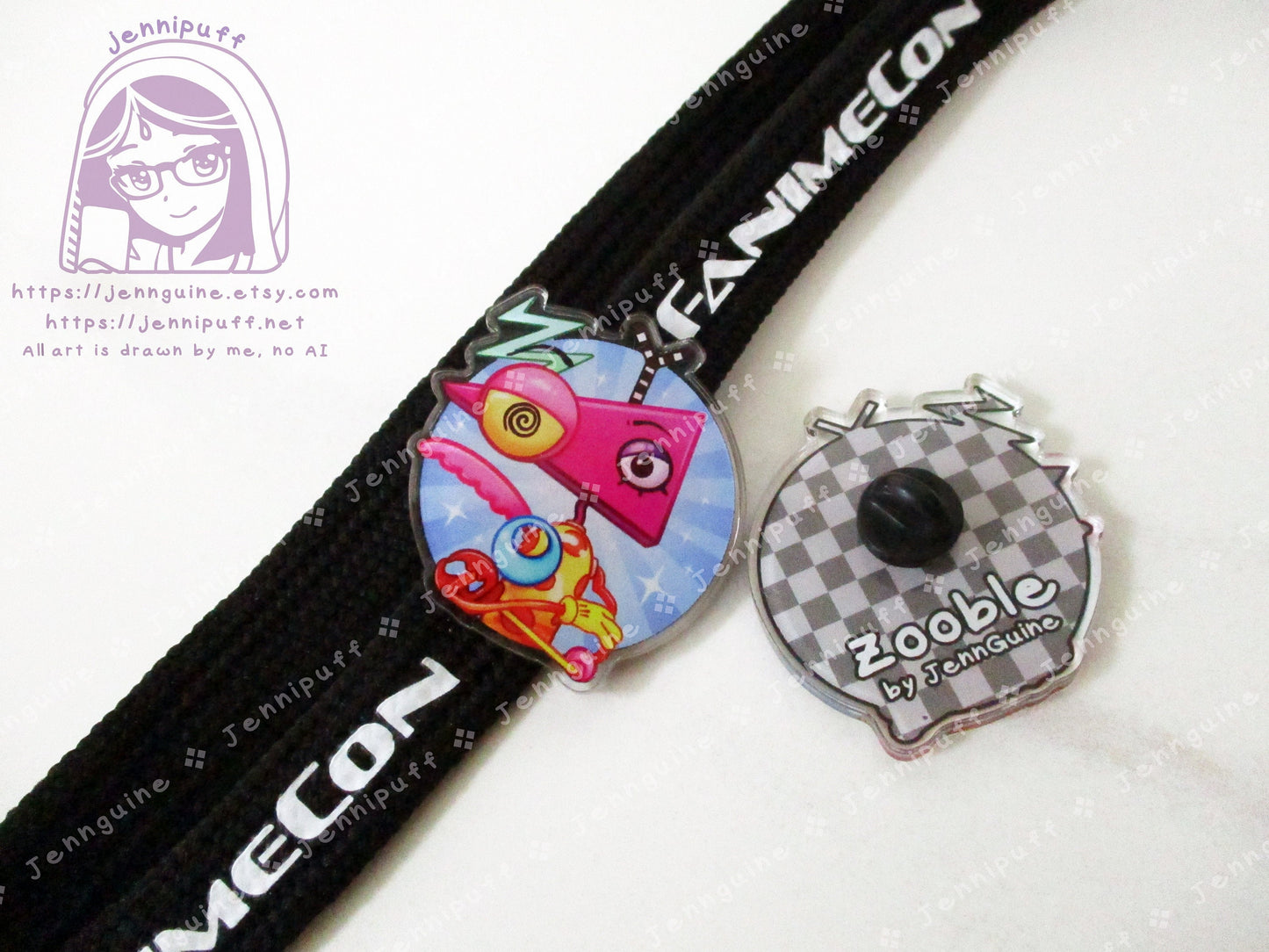 Zooble - The Amazing Digital Circus Double-Sided Double-Walled Recycled Acrylic 40mm 1.5in Pin with Black Rubber Clutch TADC