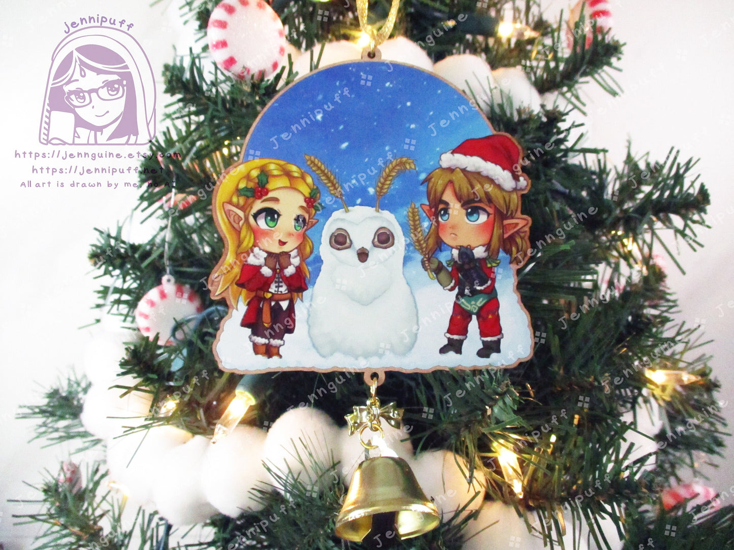 LóZ BótW TótK Wooden Christmas Ornament | Includes 4x6in Print | Línk and Zéldà Blúpéé Snowman Holiday Decoration Gift Video Game Lover