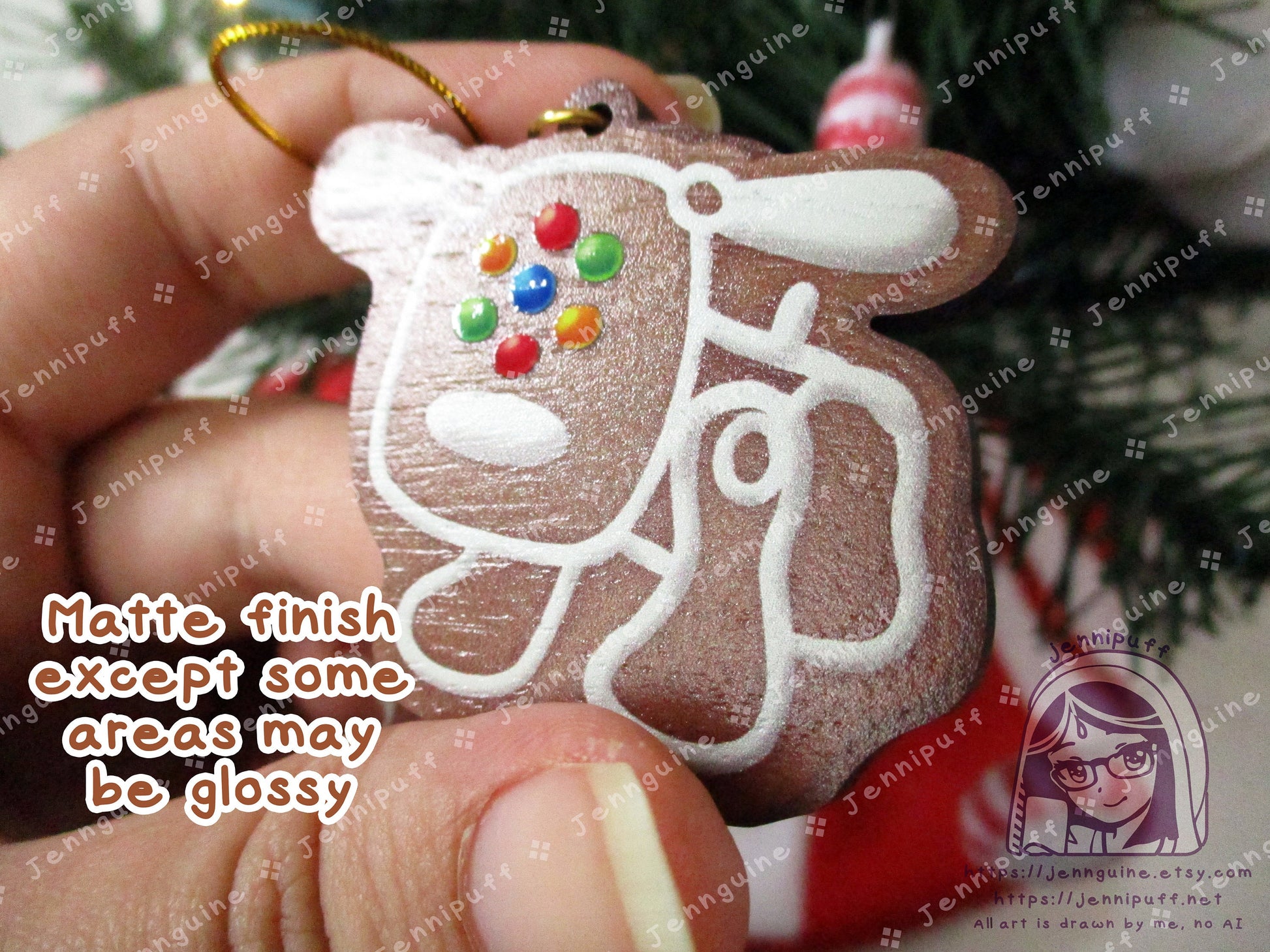 90s Toys 5 Pack 2in Small Wood Christmas Ornaments for Mini Tree | Includes 4x6in Postcard | Béanie Bàby,iDog,Fúrby Holiday Decoration Gift