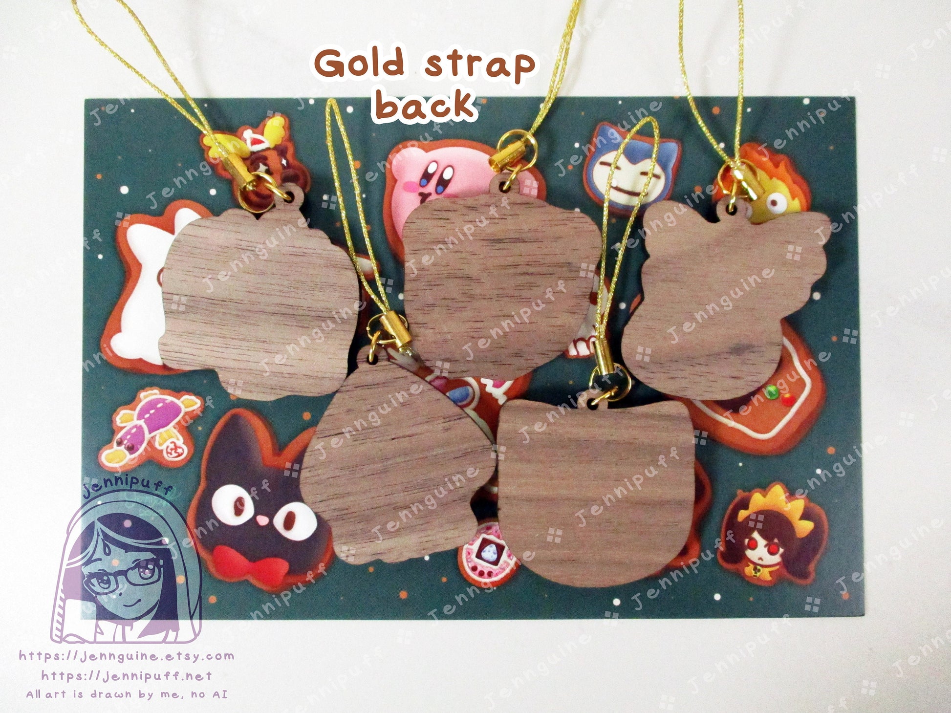 Video Game 5 Pack Small Wood Christmas Ornaments for Mini Tree | Includes 4x6in Postcard | Splatӧón,Snórlax,Kírby Holiday Decoration Gift