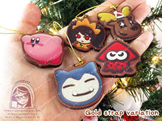 Video Game 5 Pack Small Wood Christmas Ornaments for Mini Tree | Includes 4x6in Postcard | Splatӧón,Snórlax,Kírby Holiday Decoration Gift