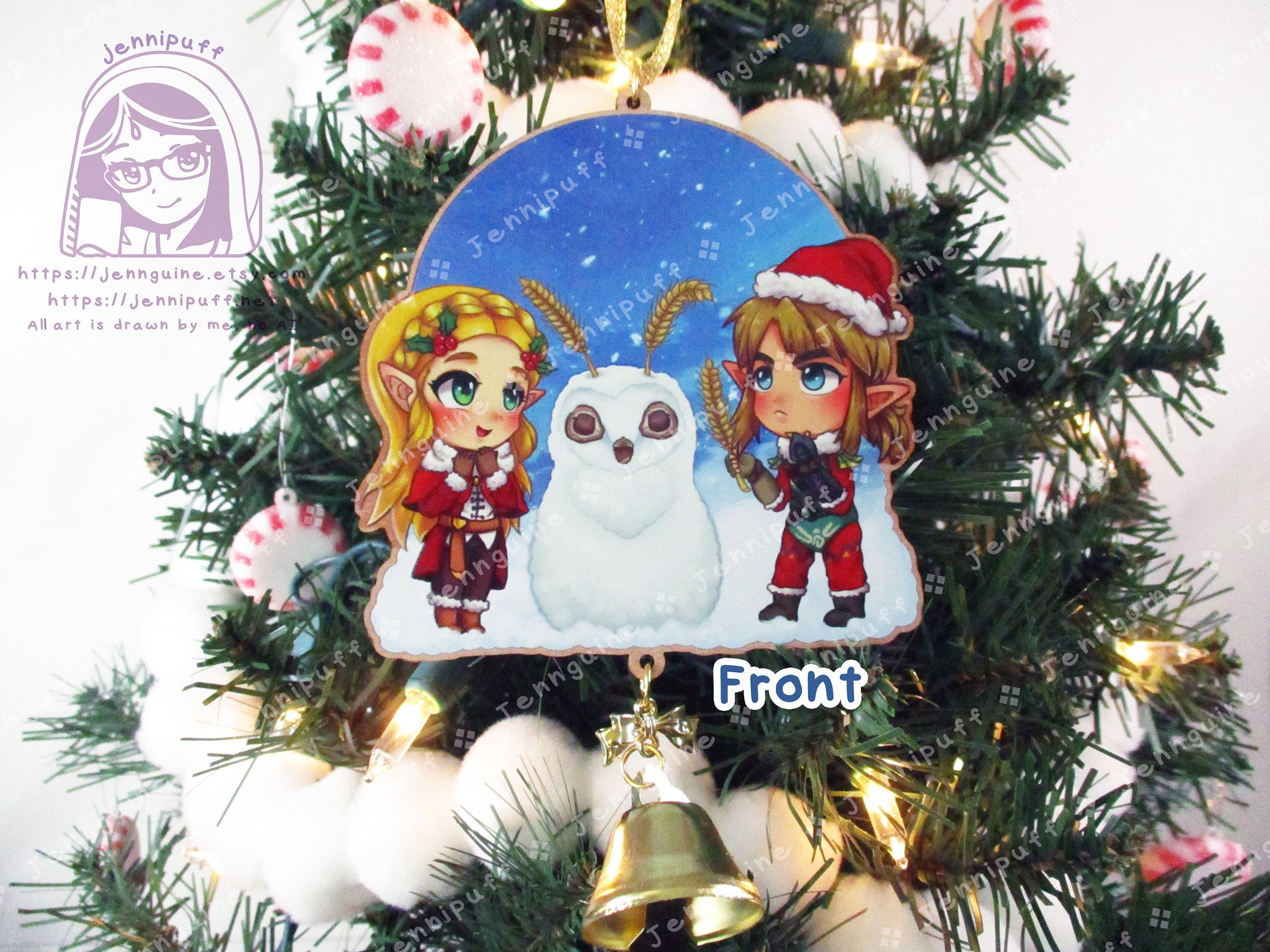 LóZ BótW TótK Wooden Christmas Ornament | Includes 4x6in Print | Línk and Zéldà Blúpéé Snowman Holiday Decoration Gift Video Game Lover