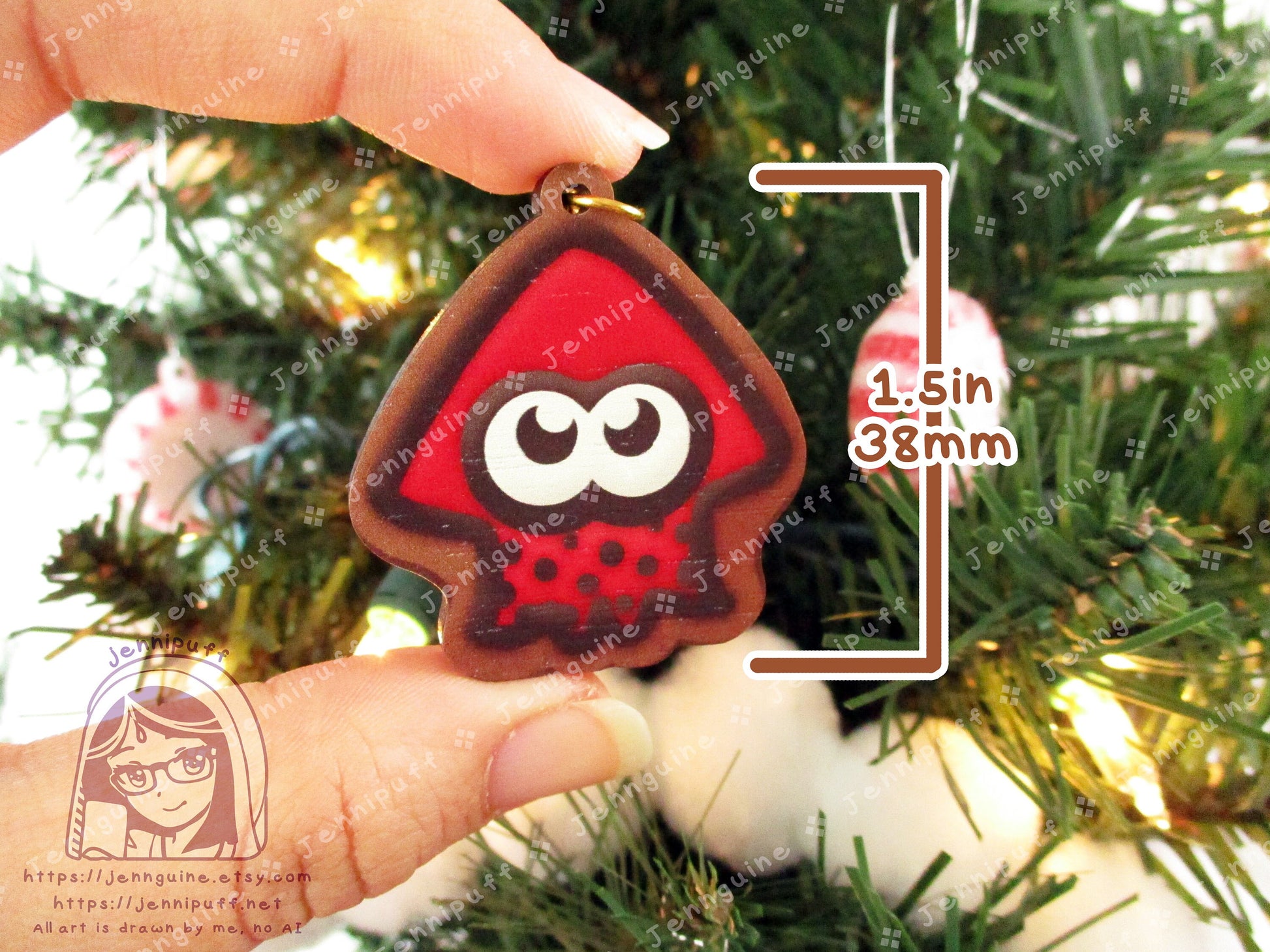 Video Game 5 Pack Small Wood Christmas Ornaments for Mini Tree | Includes 4x6in Postcard | Splatӧón,Snórlax,Kírby Holiday Decoration Gift