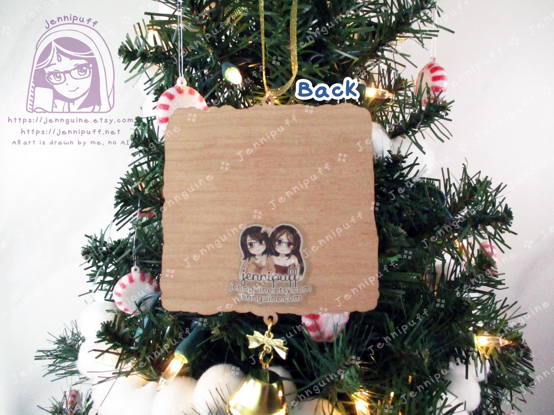 Wooden Christmas Ornament | Includes 4x6in Print | Nô Fàce,Turnip Head,Neighbor,Kódàmà,Càtbús,Tétô - Holiday Gift Anime Lover - Unofficial