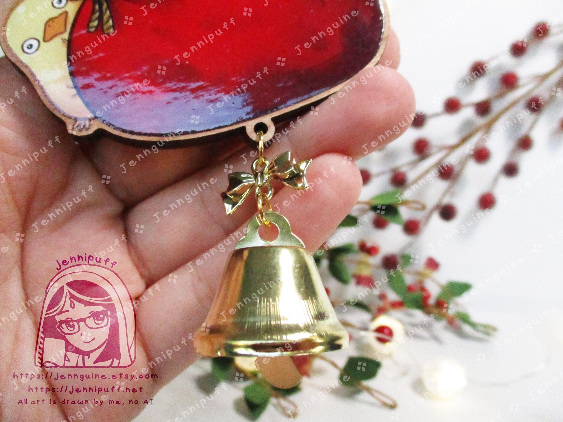 Wooden Christmas Ornament & 4x6in Print | Jíjí, My Neighbor, Calcífer, Spírited Áway, Pônyó, Holiday Gift - Last Stock - Unofficial Inspired