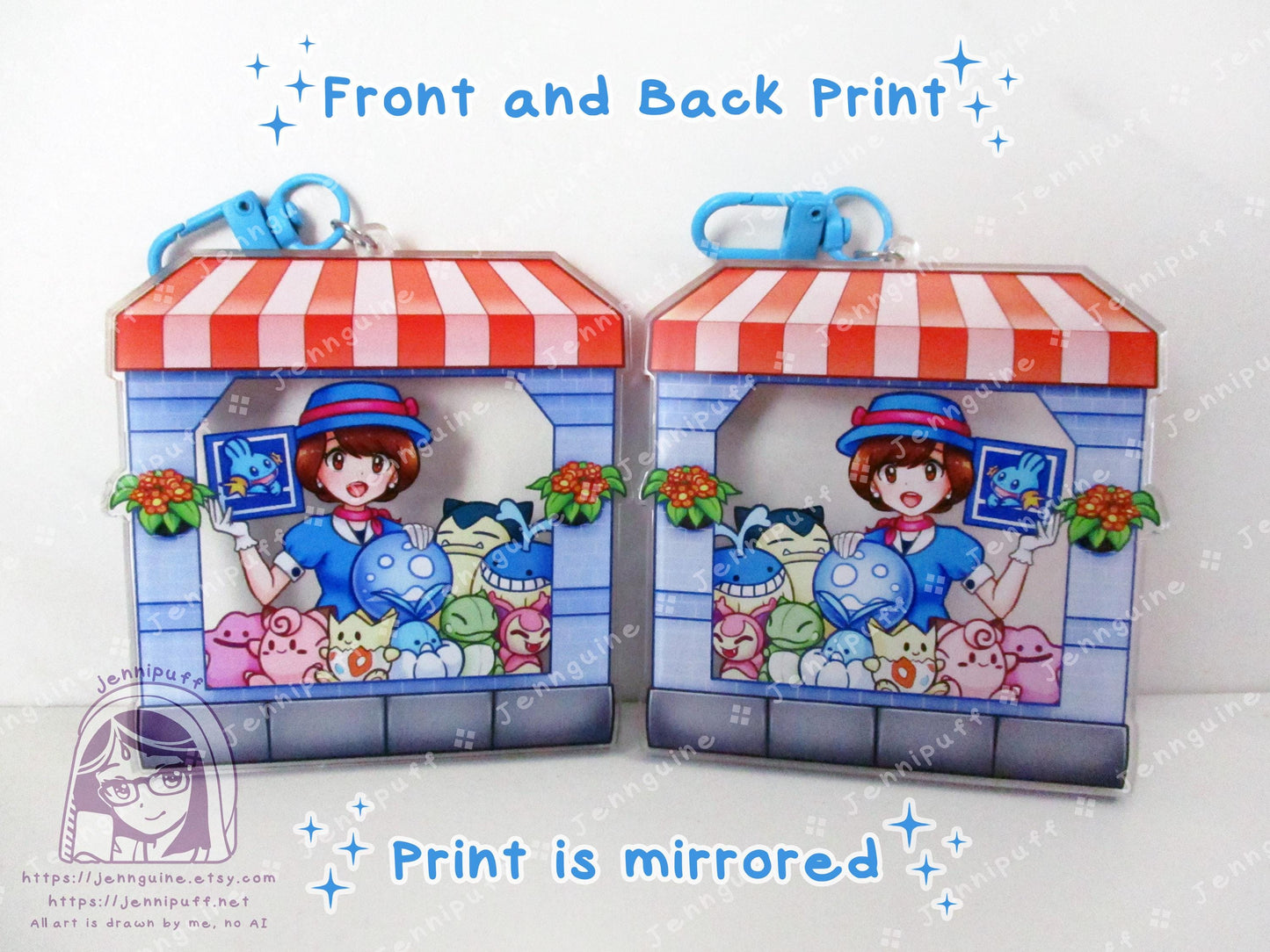 R/S/E PKMN Department Dept Store Girl | Oversize Double Sided 3in Acrylic Keychain | Gift for Poke and Anime Fan Nerd Kawaii Video Game TCG