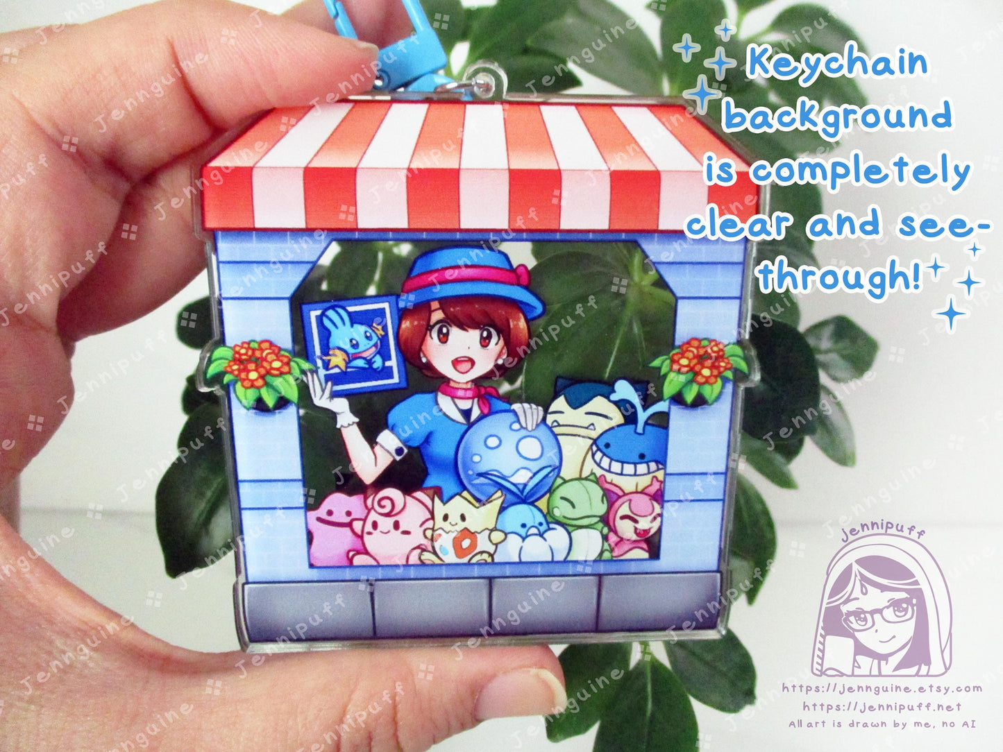 R/S/E PKMN Department Dept Store Girl | Oversize Double Sided 3in Acrylic Keychain | Gift for Poke and Anime Fan Nerd Kawaii Video Game TCG