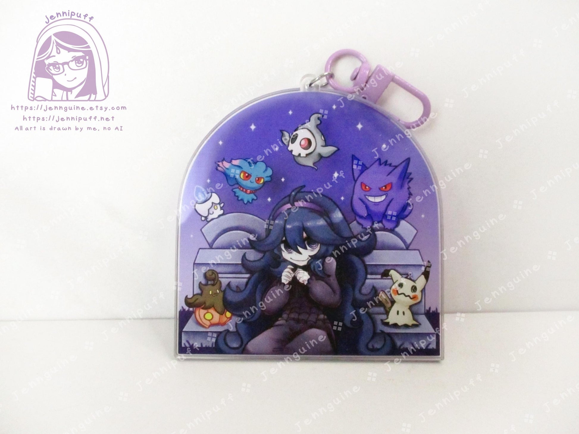 Héxx Mäníäc Ghost Type PKMN Graveyard | Oversize Double Sided 3in Acrylic Keychain | Gift for Poke and Anime Fan Nerd Kawaii Video Game TCG