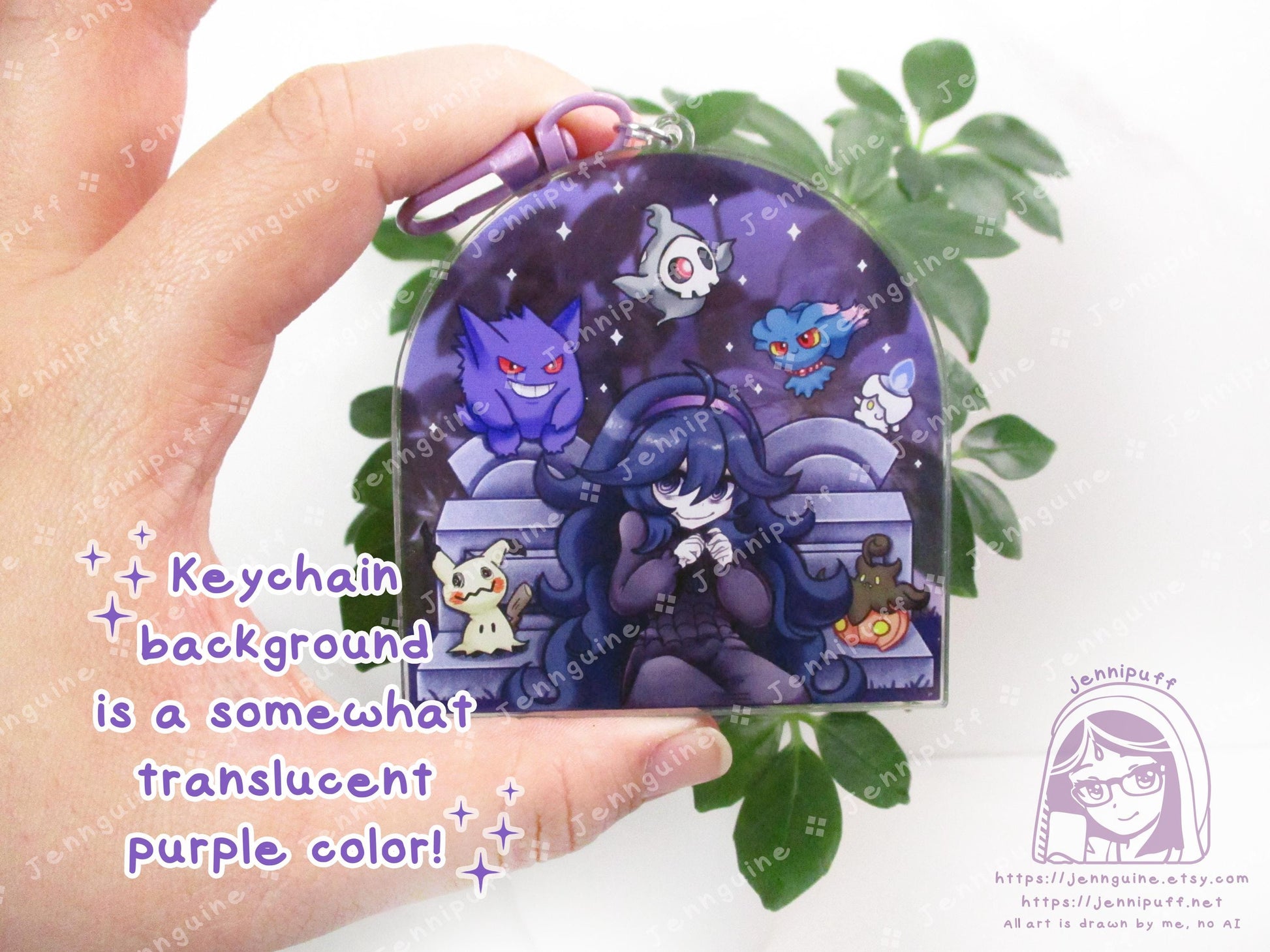 Héxx Mäníäc Ghost Type PKMN Graveyard | Oversize Double Sided 3in Acrylic Keychain | Gift for Poke and Anime Fan Nerd Kawaii Video Game TCG