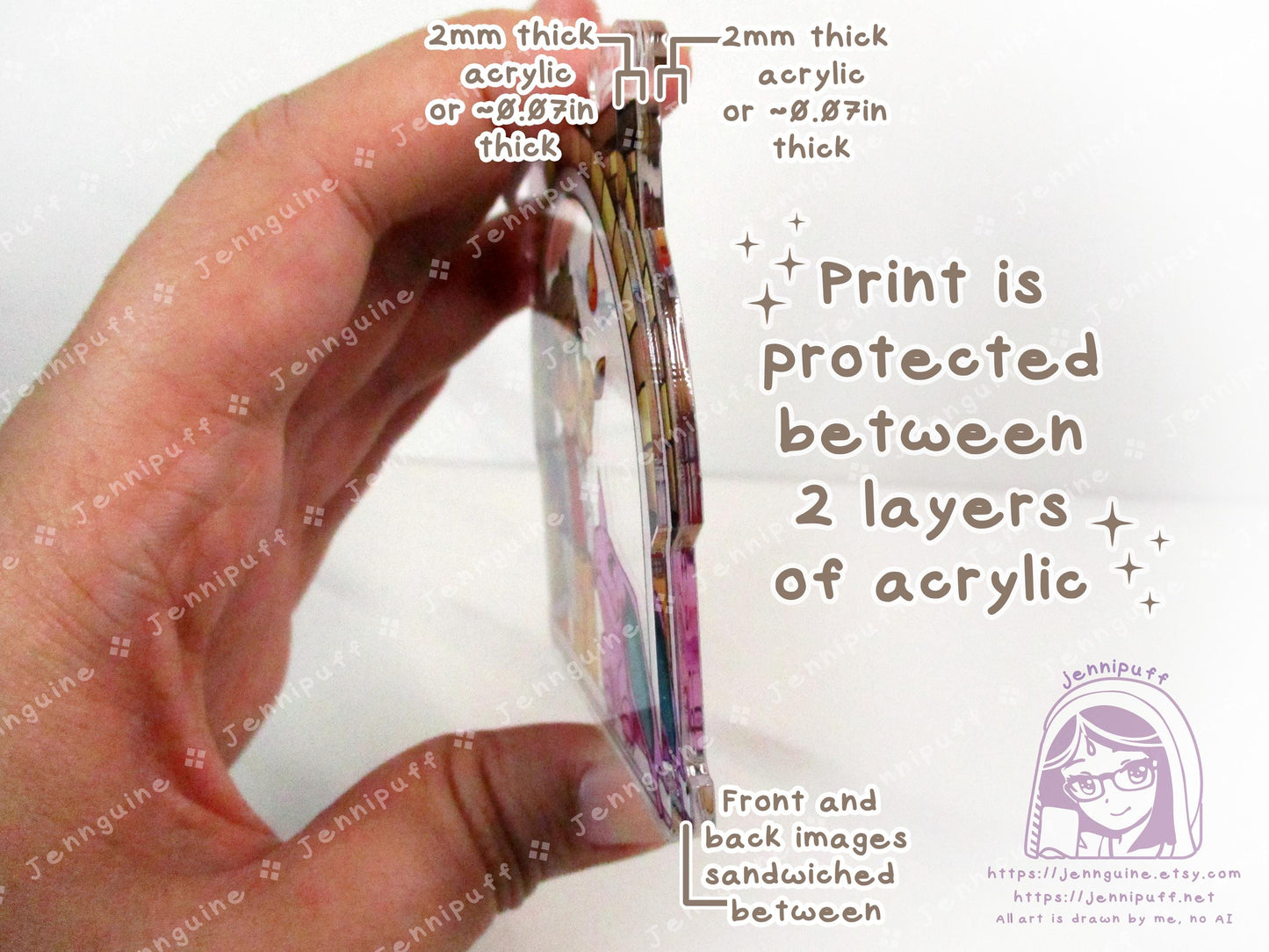 Próf Óäk with Mew Rótóm NÎdórínó Êèvèè | Oversize Double Sided 3in Acrylic Keychain | Gift for Poke and Anime Fan Nerd Kawaii Video Game TCG
