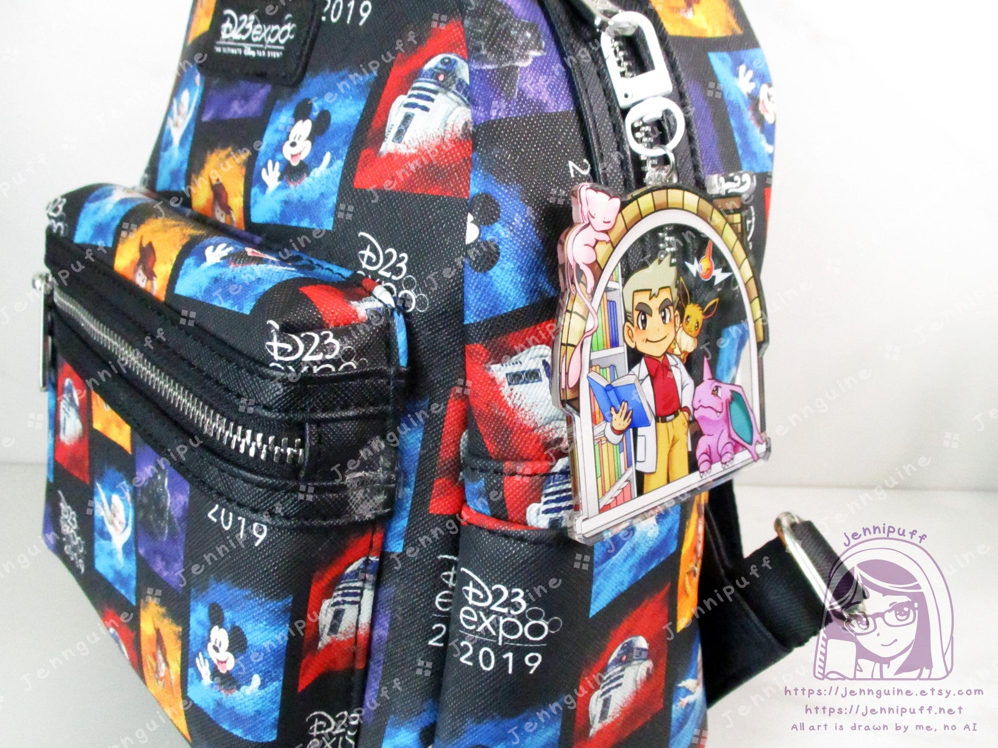 Próf Óäk with Mew Rótóm NÎdórínó Êèvèè | Oversize Double Sided 3in Acrylic Keychain | Gift for Poke and Anime Fan Nerd Kawaii Video Game TCG