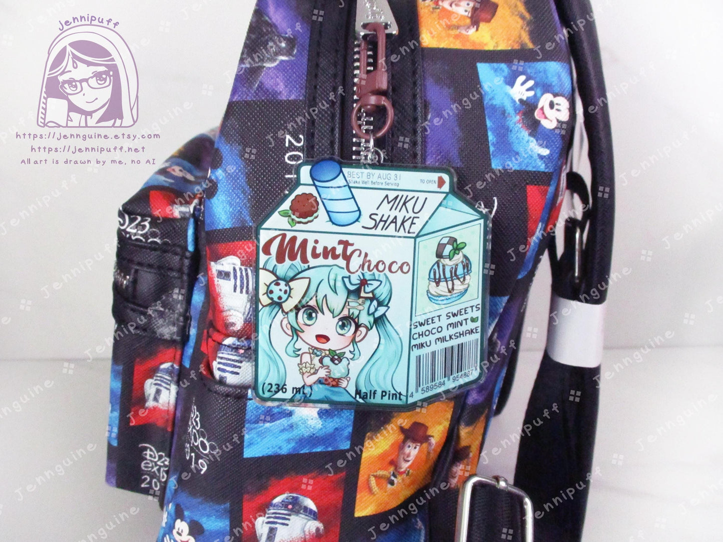 Chocolate Mint Sweet Sweets Series MÎkü Milk | Oversize Double Sided 3in Acrylic Keychain | Gift for VócälóÎd Miku Anime Fan Nerd Kawaii