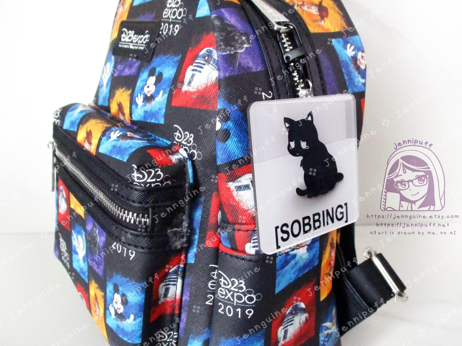 Sobbing Black Cat Meme Crying Cat Sad Cat | Oversize Double Sided 3in Acrylic Keychain | Gift for Cat Feline Pet Anime Fan Geek Nerd Kawaii