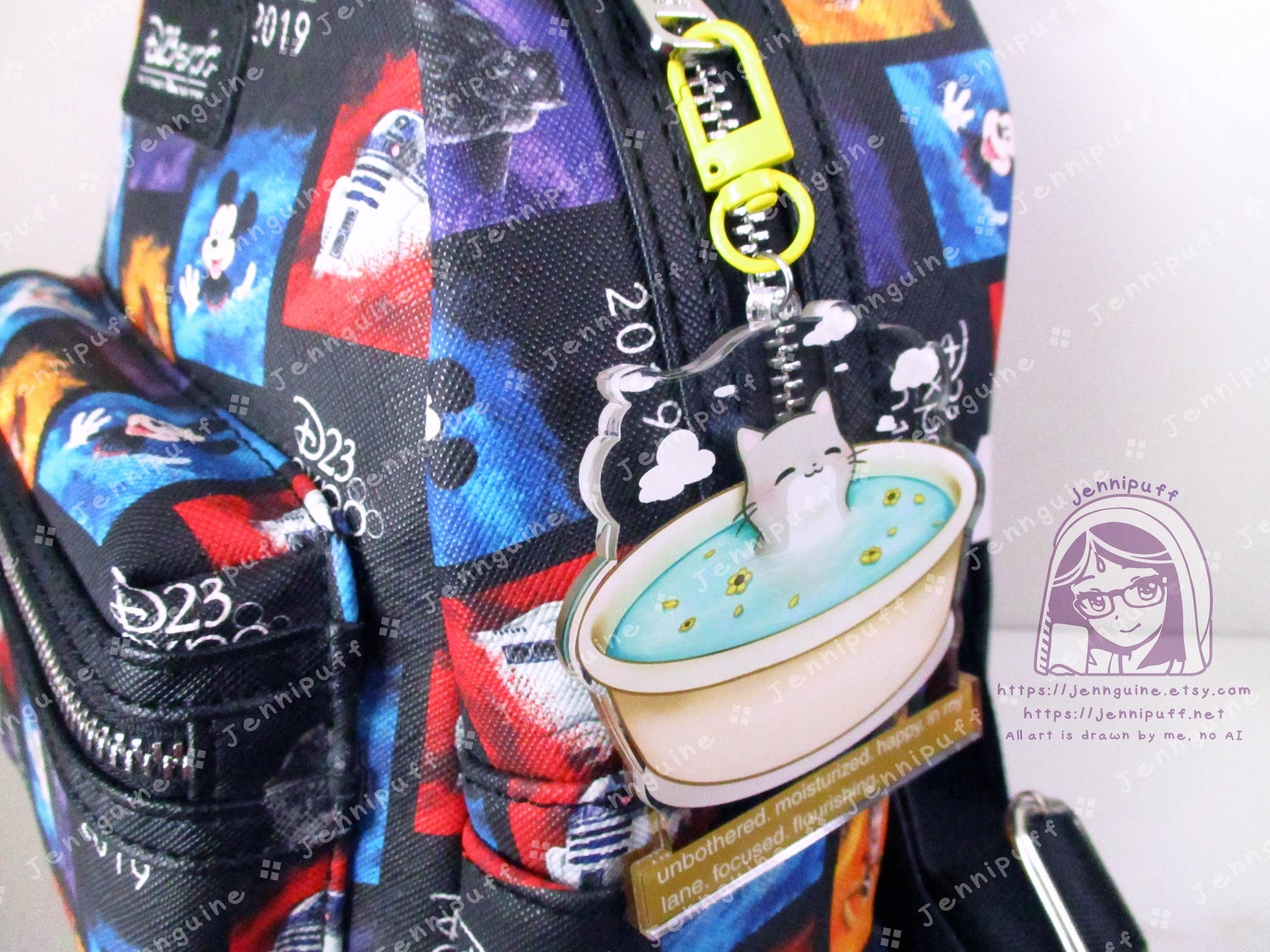 Unbothered Moisturized Happy Cat Meme | Oversize Double Sided 3in Acrylic Keychain | Gift for Cat Feline Pet Anime Fan Geek Nerd Kawaii