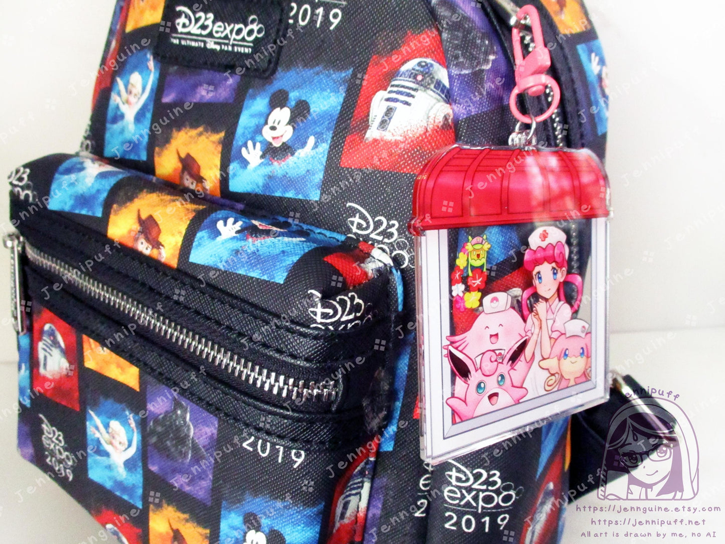 Nurse Jóy and PKMN Center Nurse Pokes | Oversize Double Sided 3in Acrylic Keychain | Gift for Poke and Anime Fan Nerd Kawaii Video Game TCG