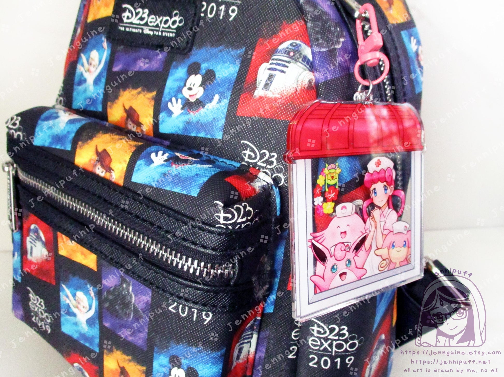 Nurse Jóy and PKMN Center Nurse Pokes | Oversize Double Sided 3in Acrylic Keychain | Gift for Poke and Anime Fan Nerd Kawaii Video Game TCG