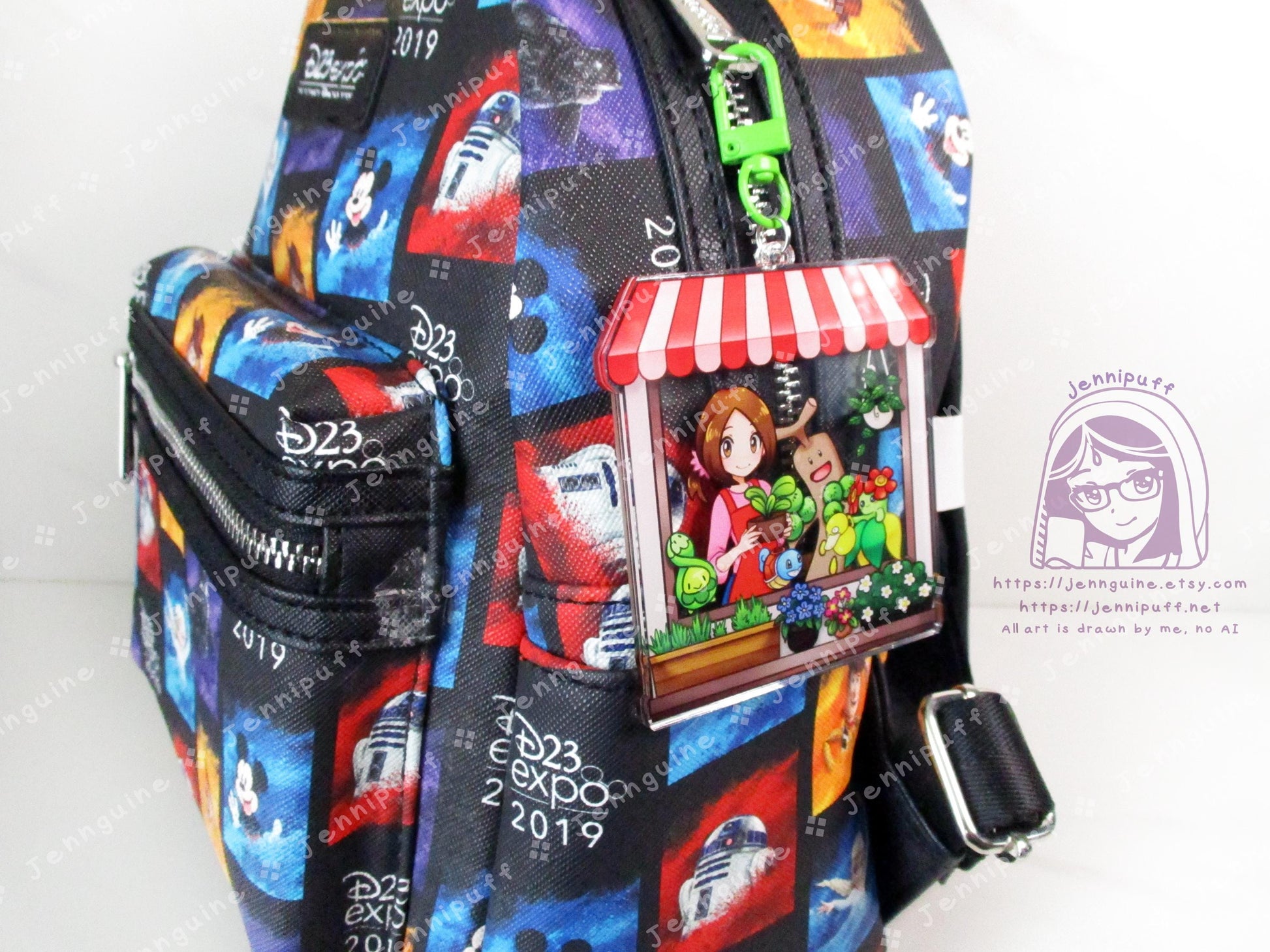 Flower Shop Lady and Grass PKMN | Oversize Double Sided 3in Acrylic Keychain | Gift for Poke and Anime Fan Nerd Kawaii Video Game TCG