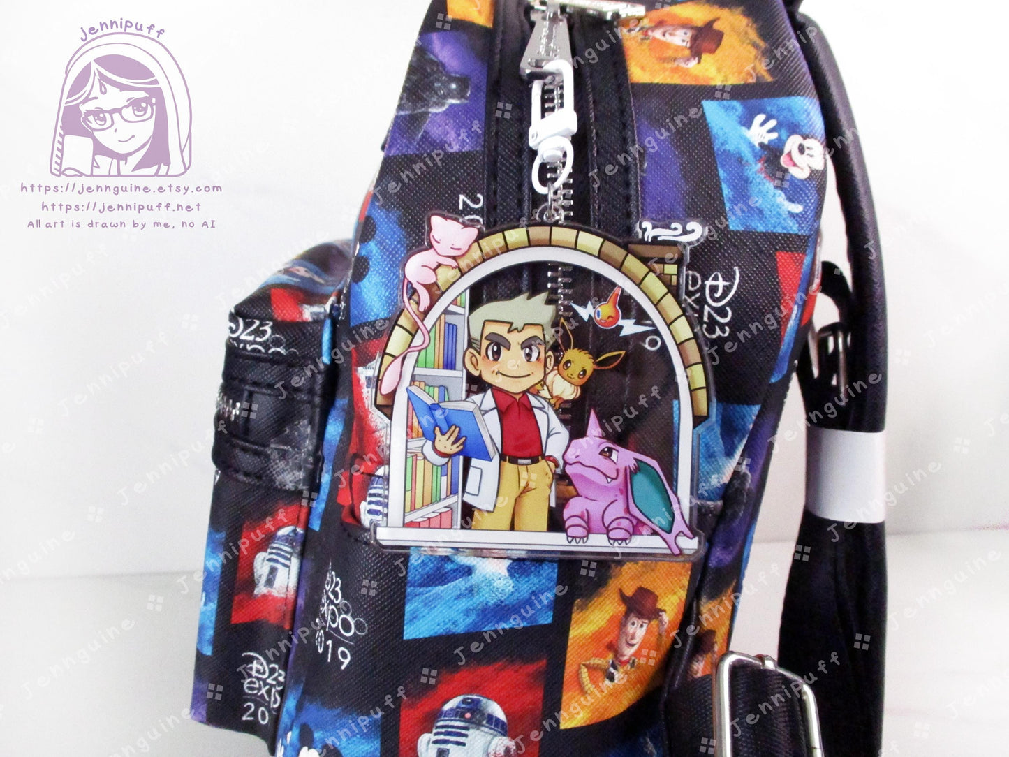 Próf Óäk with Mew Rótóm NÎdórínó Êèvèè | Oversize Double Sided 3in Acrylic Keychain | Gift for Poke and Anime Fan Nerd Kawaii Video Game TCG