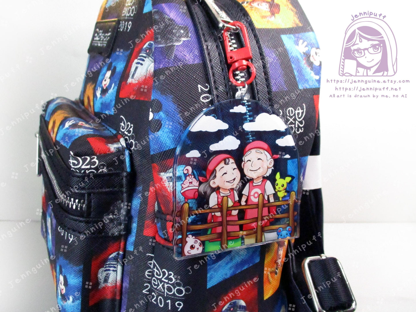 Daycare Couple with Îgglýbüff PÎchü ÀzürÎl | Oversize Double Sided 3in Acrylic Keychain | Gift for Poke and Anime Fan Nerd Kawaii Game TCG