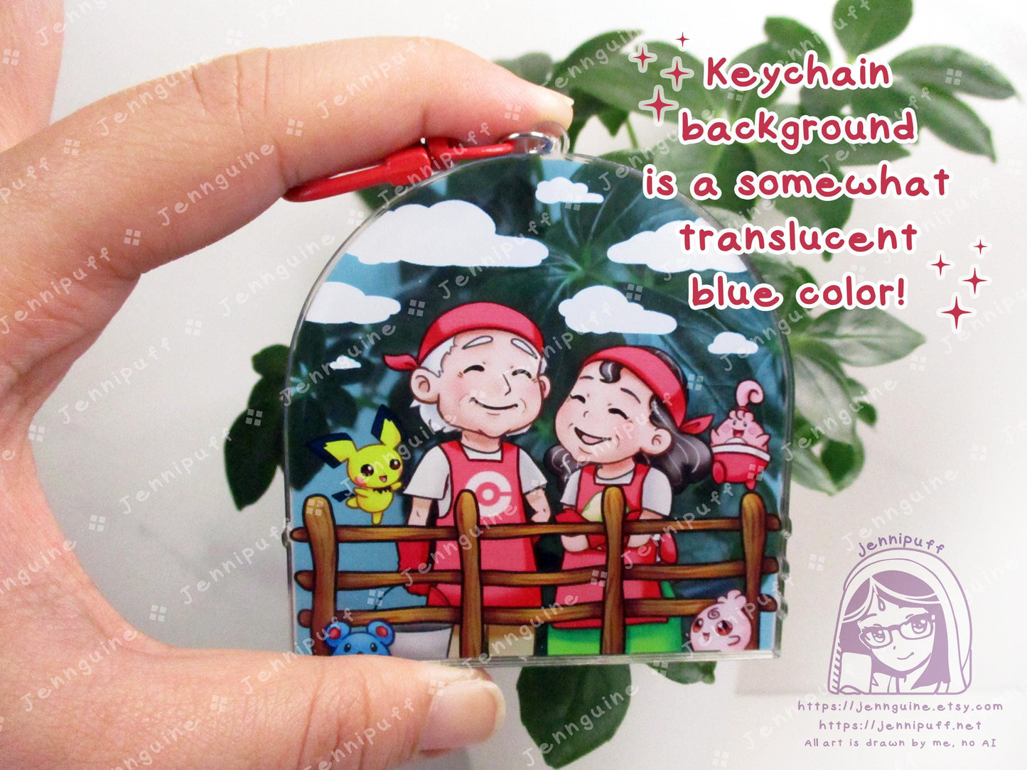 Daycare Couple with Îgglýbüff PÎchü ÀzürÎl | Oversize Double Sided 3in Acrylic Keychain | Gift for Poke and Anime Fan Nerd Kawaii Game TCG