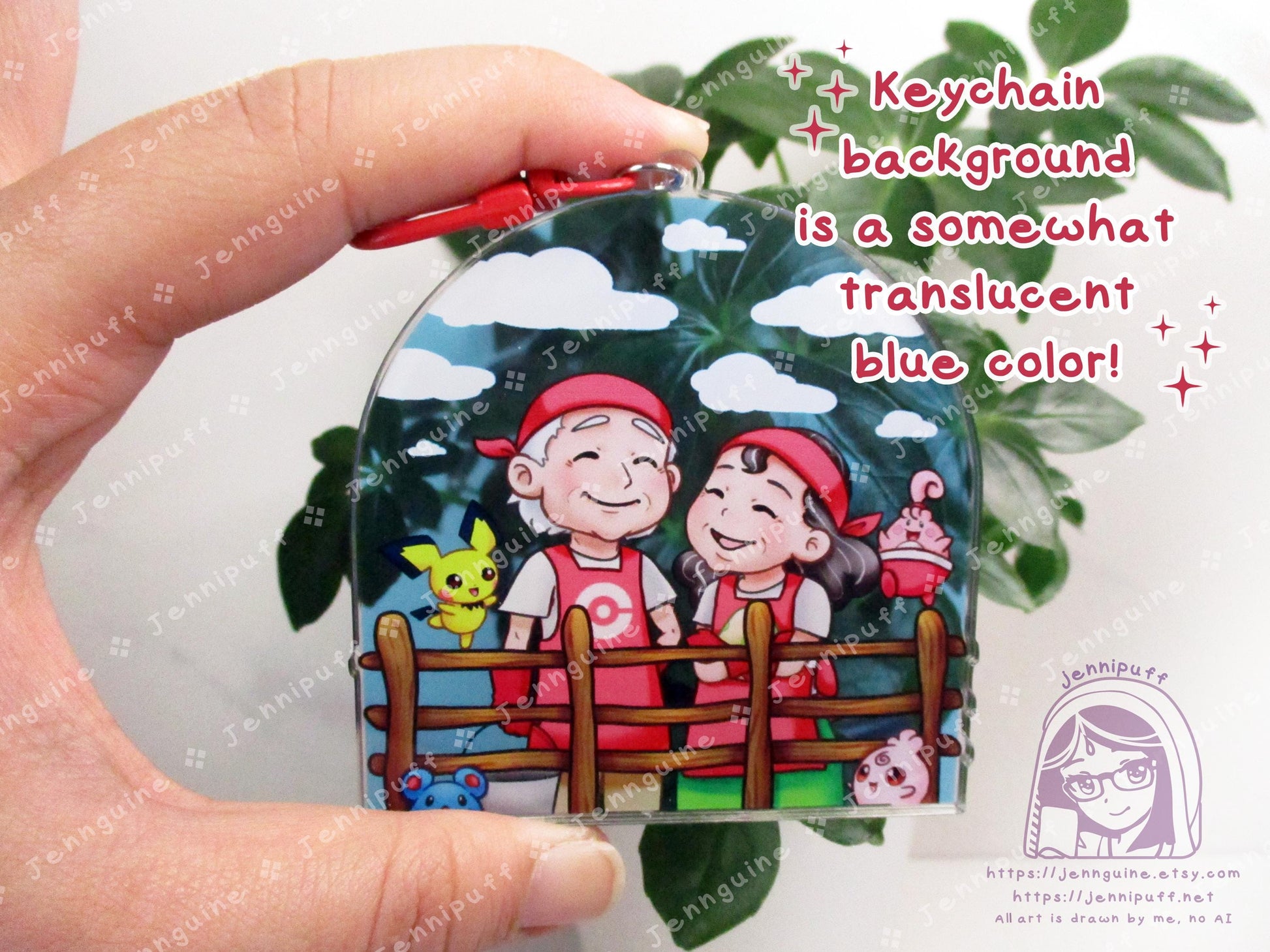 Daycare Couple with Îgglýbüff PÎchü ÀzürÎl | Oversize Double Sided 3in Acrylic Keychain | Gift for Poke and Anime Fan Nerd Kawaii Game TCG