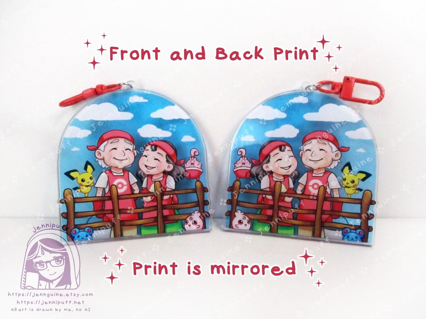 Daycare Couple with Îgglýbüff PÎchü ÀzürÎl | Oversize Double Sided 3in Acrylic Keychain | Gift for Poke and Anime Fan Nerd Kawaii Game TCG