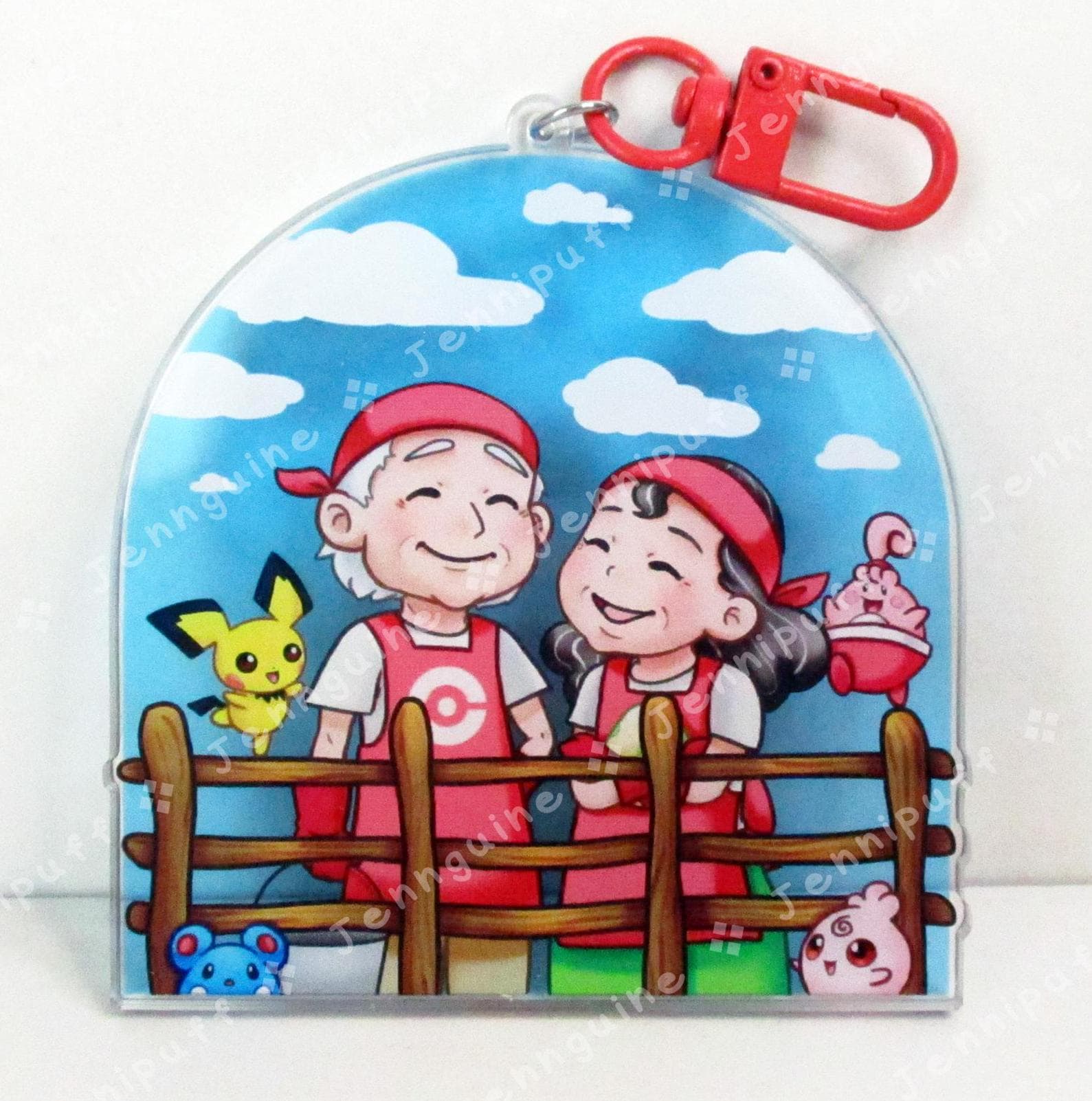 Daycare Couple with Îgglýbüff PÎchü ÀzürÎl | Oversize Double Sided 3in Acrylic Keychain | Gift for Poke and Anime Fan Nerd Kawaii Game TCG