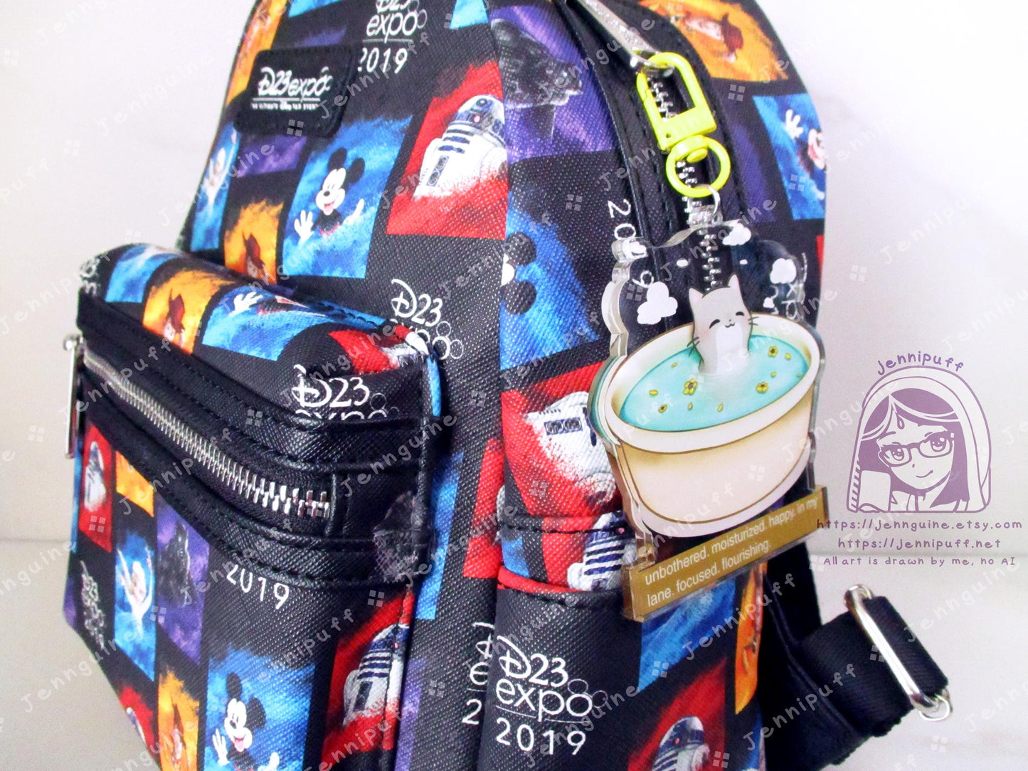 Unbothered Moisturized Happy Cat Meme | Oversize Double Sided 3in Acrylic Keychain | Gift for Cat Feline Pet Anime Fan Geek Nerd Kawaii