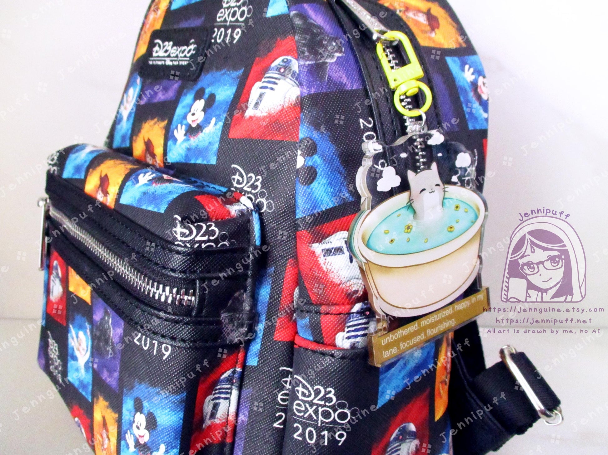 Unbothered Moisturized Happy Cat Meme | Oversize Double Sided 3in Acrylic Keychain | Gift for Cat Feline Pet Anime Fan Geek Nerd Kawaii
