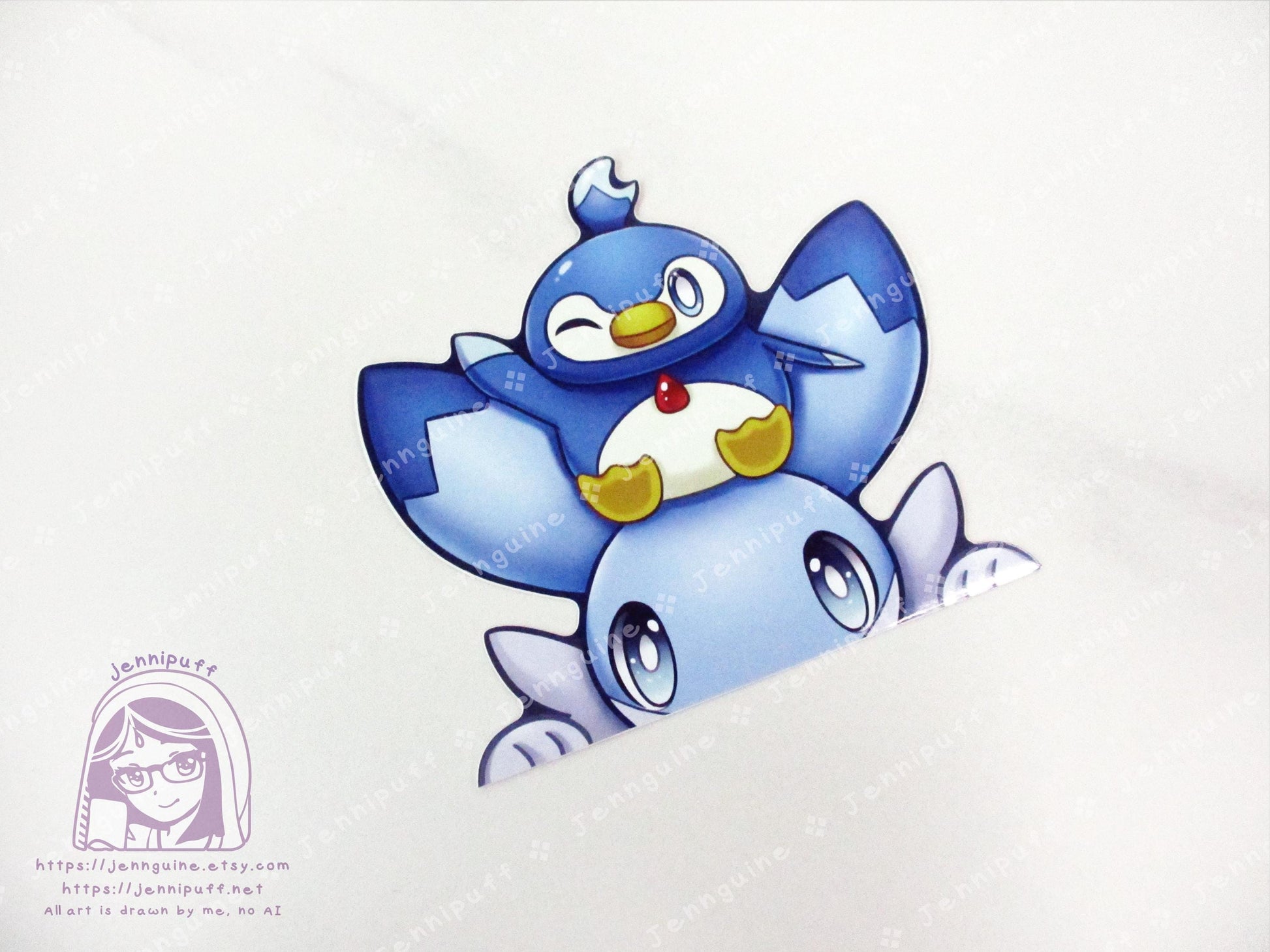 Palworld Ice Dragon Pal Chillet Pengullet Video Game 4in Peeker Peeking Sticker Die-Cut Vinyl Decal Cute Kawaii Anime Gift Weatherproof
