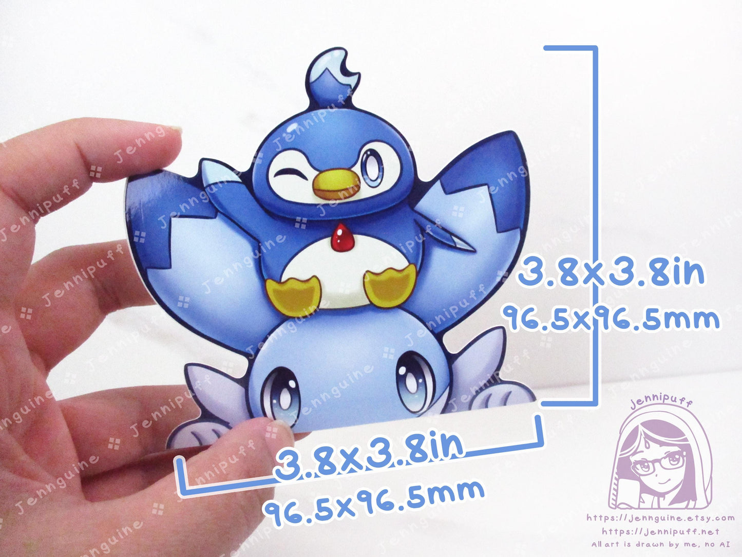 Palworld Ice Dragon Pal Chillet Pengullet Video Game 4in Peeker Peeking Sticker Die-Cut Vinyl Decal Cute Kawaii Anime Gift Weatherproof