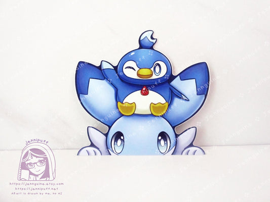 Palworld Ice Dragon Pal Chillet Pengullet Video Game 4in Peeker Peeking Sticker Die-Cut Vinyl Decal Cute Kawaii Anime Gift Weatherproof