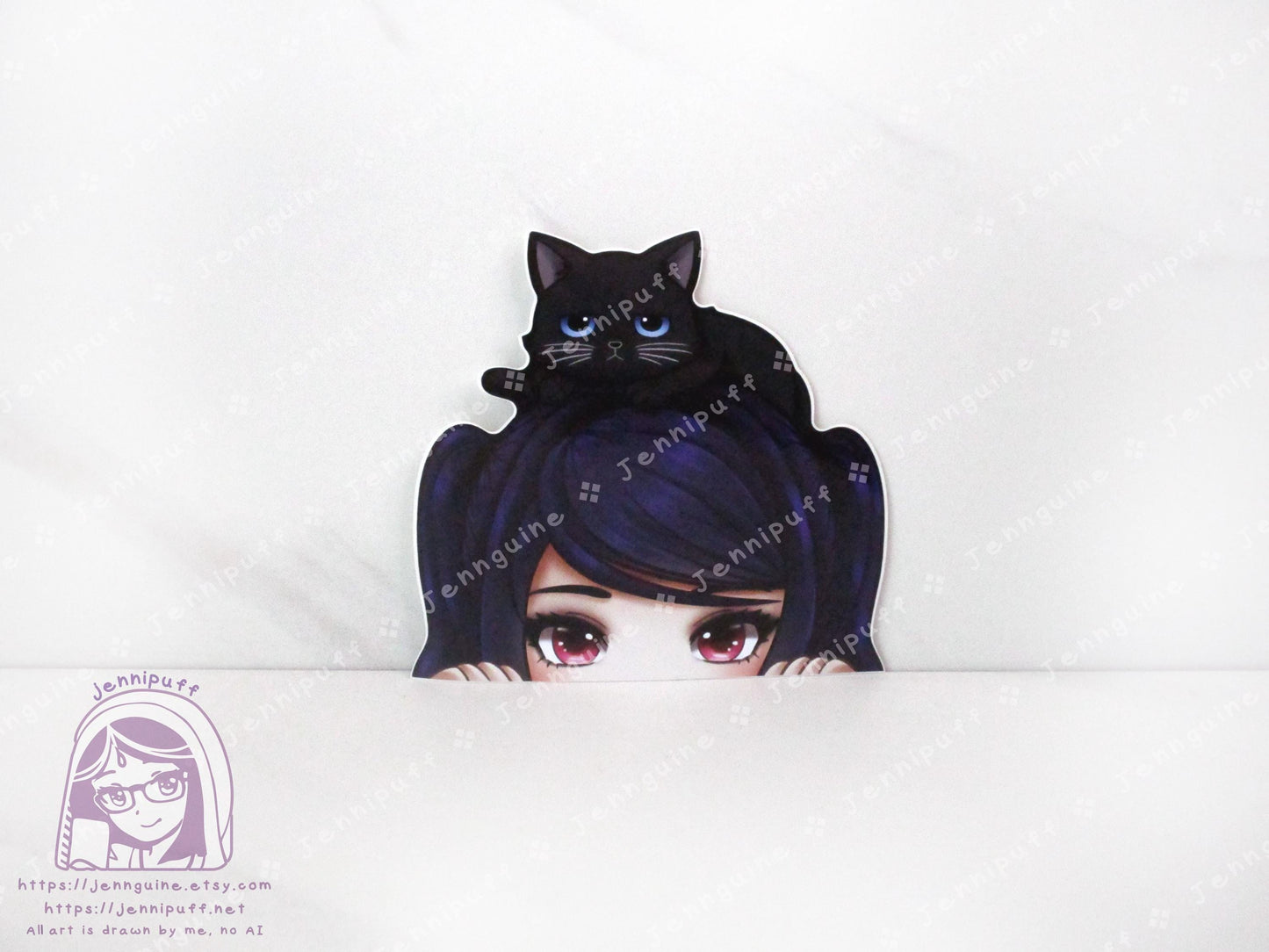Jill Stingray Fore Cat Va11halla Va11-hall-a Video Game 4in Peeker Peeking Sticker Die-Cut Vinyl Decal Cute Kawaii Anime Gift Weatherproof