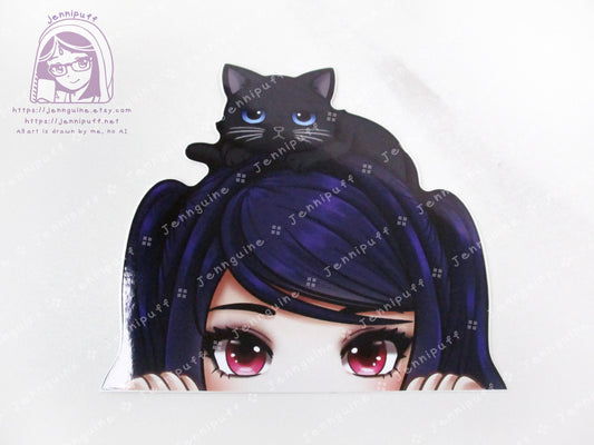 Jill Stingray Fore Cat Va11halla Va11-hall-a Video Game 4in Peeker Peeking Sticker Die-Cut Vinyl Decal Cute Kawaii Anime Gift Weatherproof
