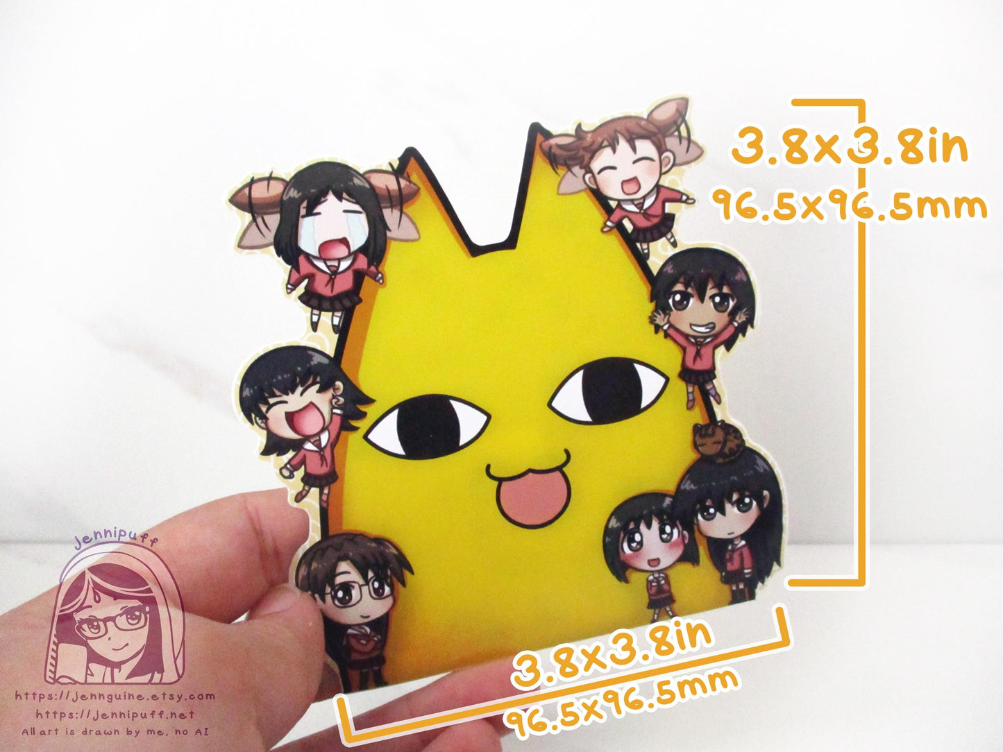 Azúmângâ Dâíóh Chiyo-chichi Chiyo Osaka Sakaki Kaori Tomo Kagura 4in Peeker Peeking Sticker DieCut Vinyl Decal Kawaii Anime Weatherproof