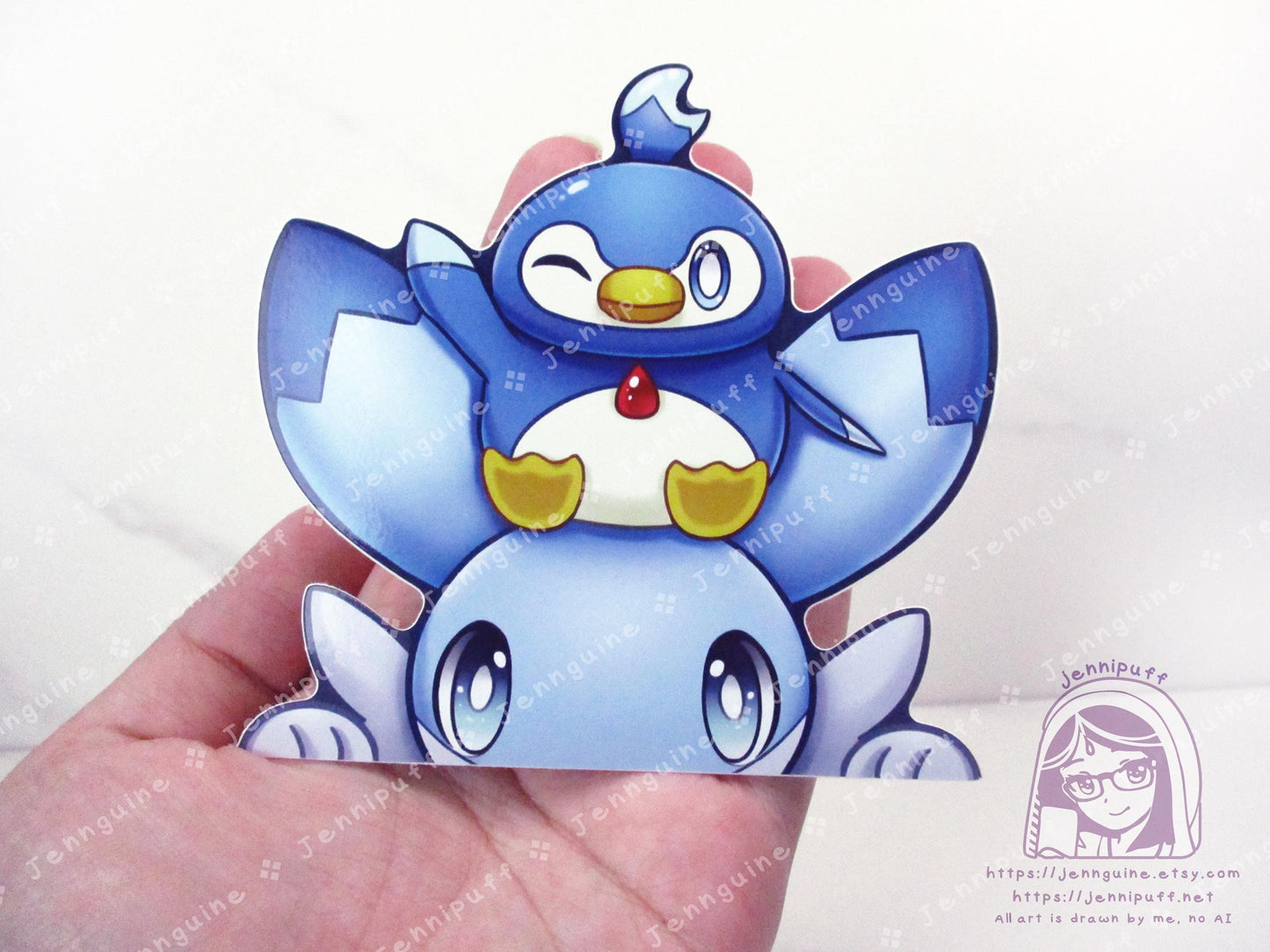 Palworld Ice Dragon Pal Chillet Pengullet Video Game 4in Peeker Peeking Sticker Die-Cut Vinyl Decal Cute Kawaii Anime Gift Weatherproof