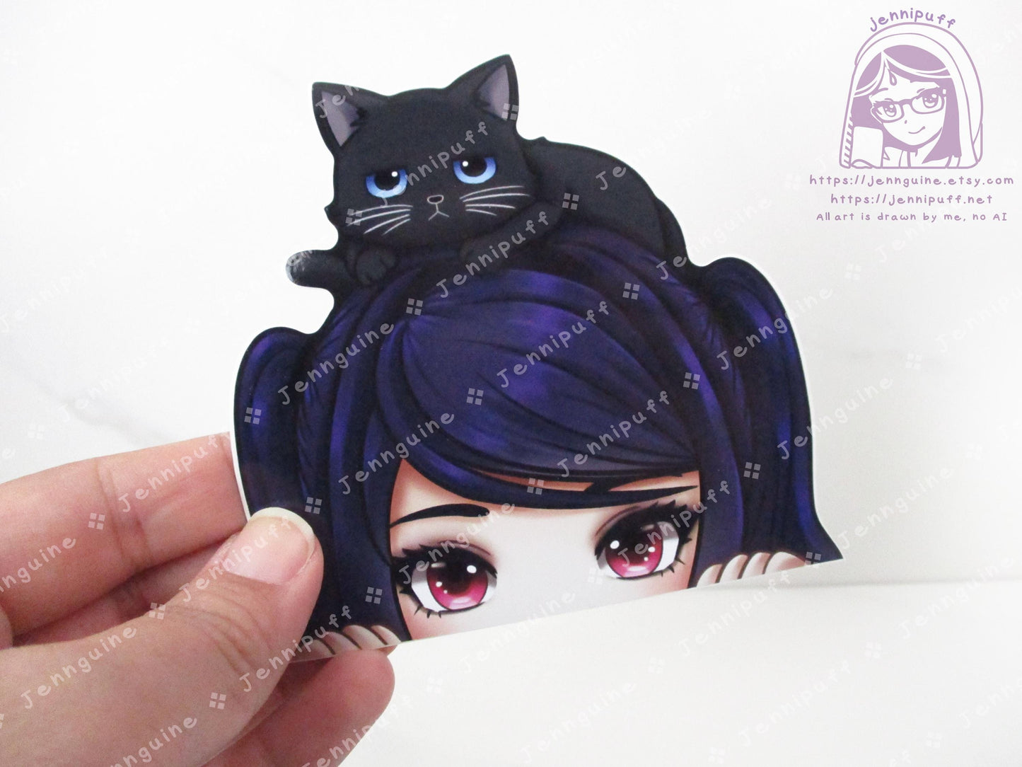 Jill Stingray Fore Cat Va11halla Va11-hall-a Video Game 4in Peeker Peeking Sticker Die-Cut Vinyl Decal Cute Kawaii Anime Gift Weatherproof