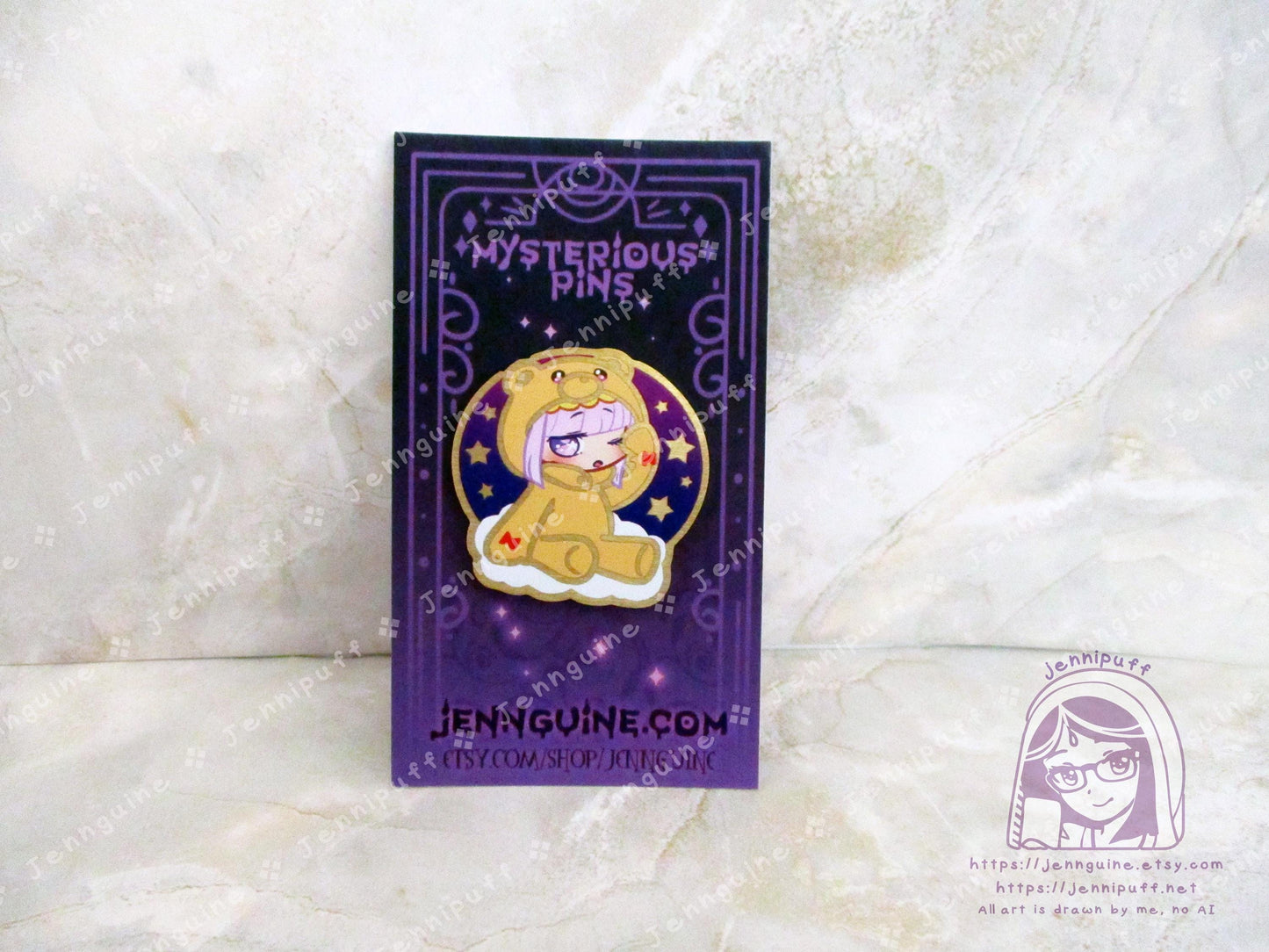 Gold Sleepy Princess in the Demon Castle Suya Princess Syalis Teddy Demon 35mm 1.375in Eco Metal Pin Printed Brass Engraved Enamel Pin