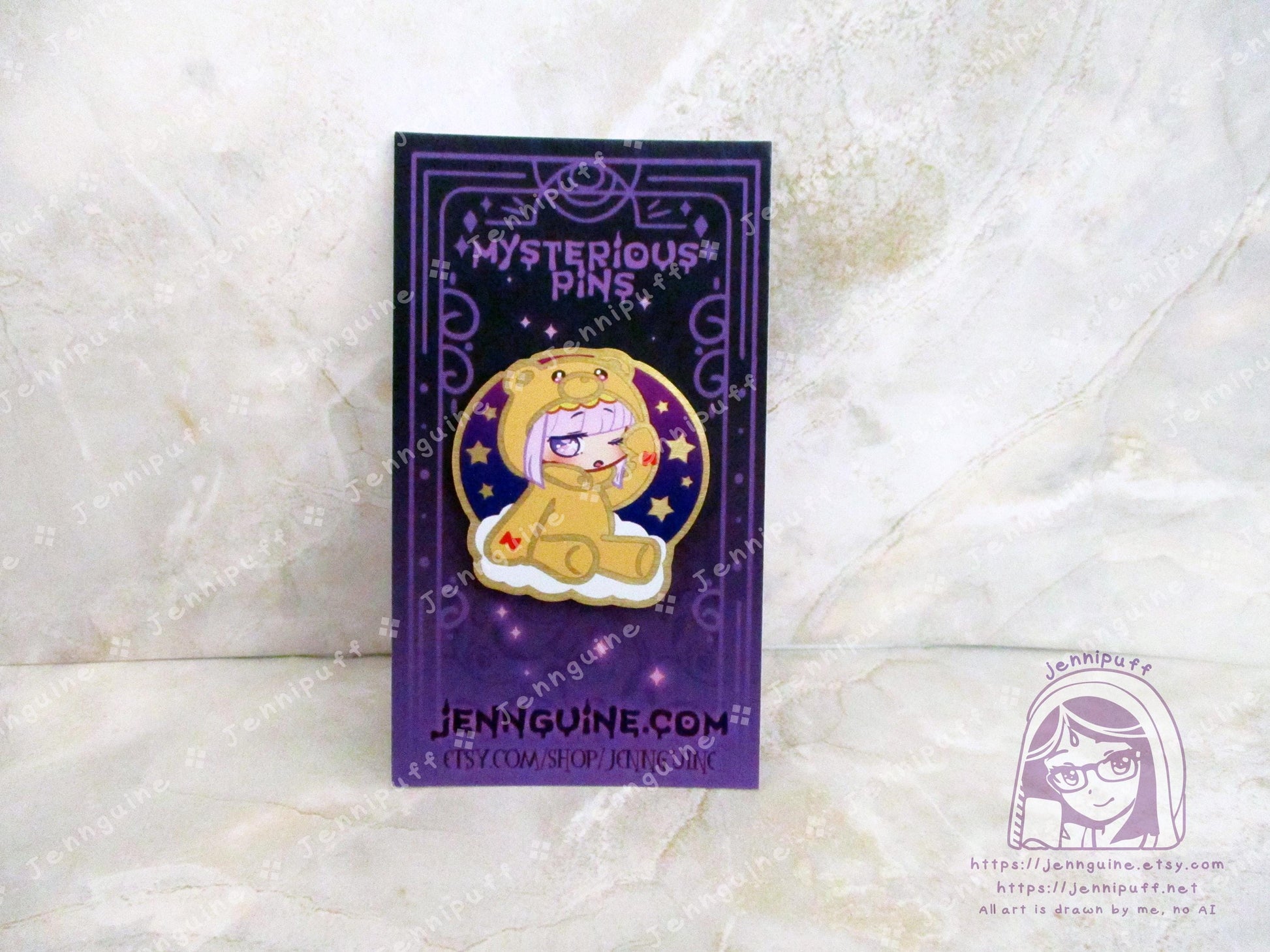 Gold Sleepy Princess in the Demon Castle Suya Princess Syalis Teddy Demon 35mm 1.375in Eco Metal Pin Printed Brass Engraved Enamel Pin