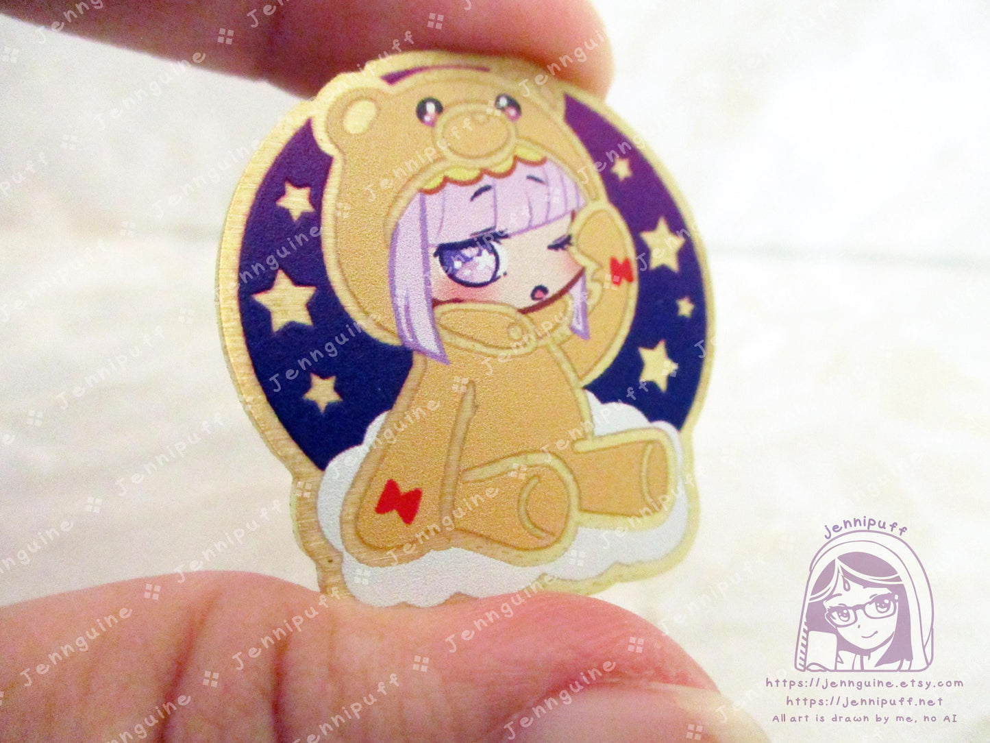 Gold Sleepy Princess in the Demon Castle Suya Princess Syalis Teddy Demon 35mm 1.375in Eco Metal Pin Printed Brass Engraved Enamel Pin
