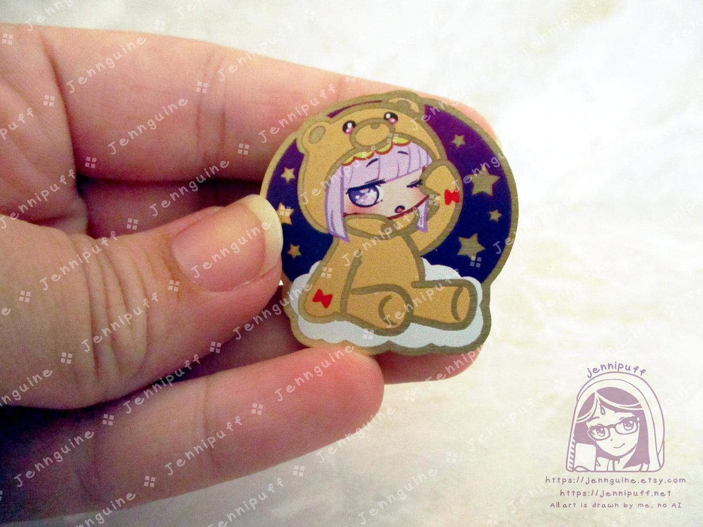 Gold Sleepy Princess in the Demon Castle Suya Princess Syalis Teddy Demon 35mm 1.375in Eco Metal Pin Printed Brass Engraved Enamel Pin