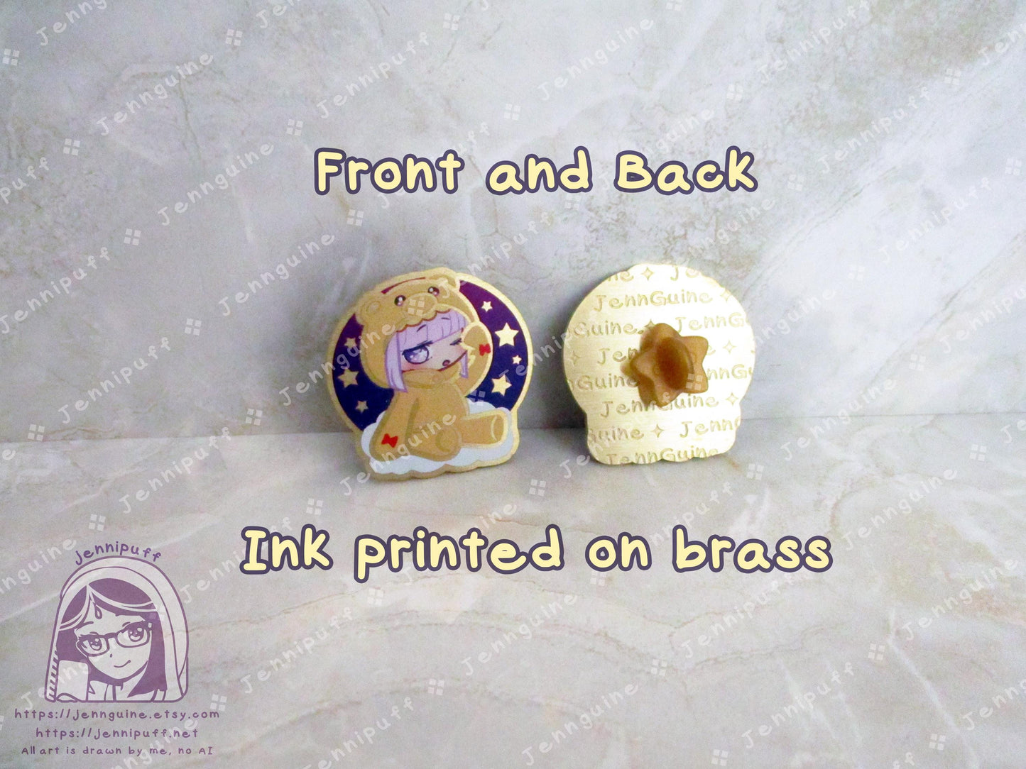 Gold Sleepy Princess in the Demon Castle Suya Princess Syalis Teddy Demon 35mm 1.375in Eco Metal Pin Printed Brass Engraved Enamel Pin
