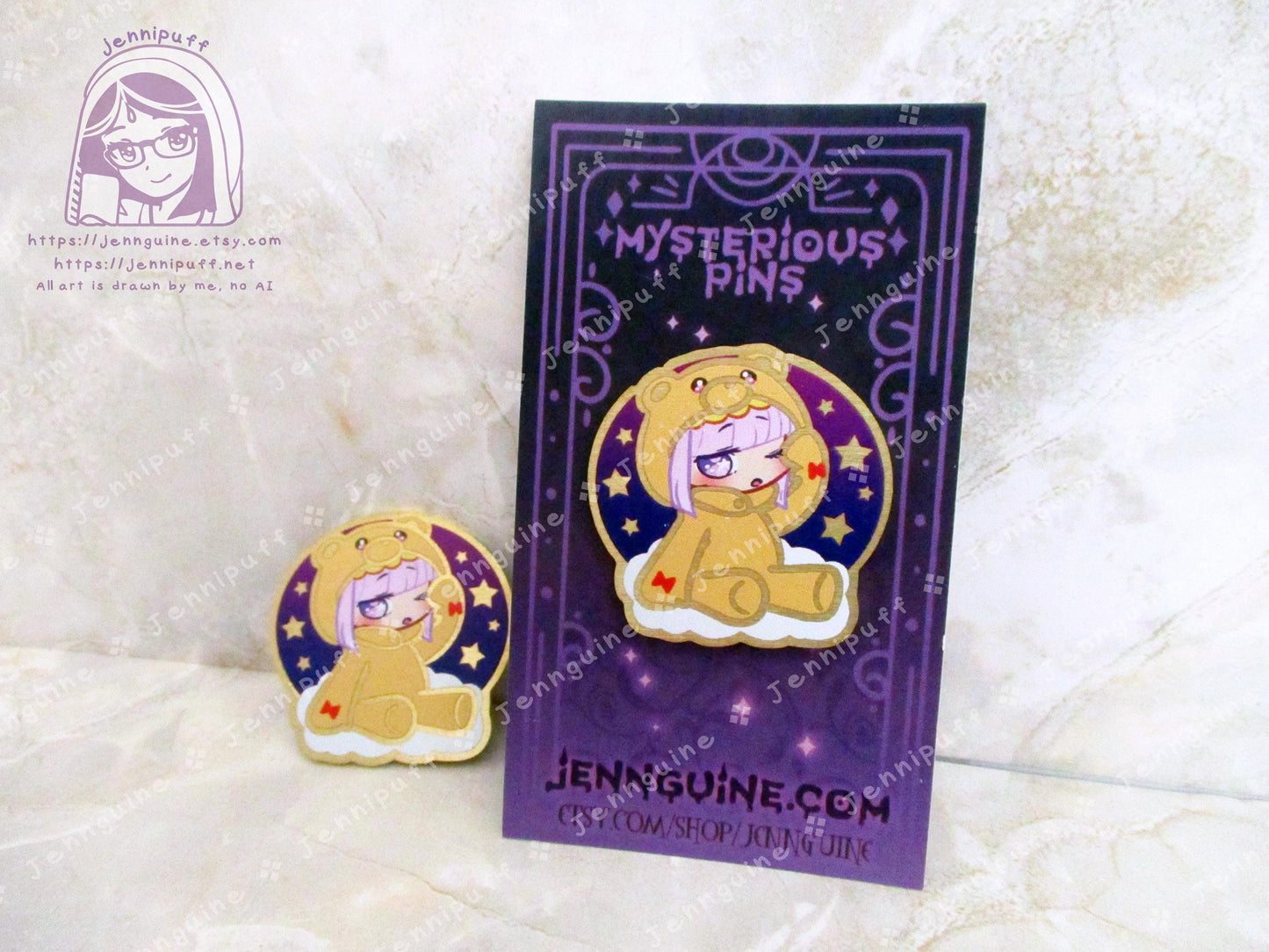 Gold Sleepy Princess in the Demon Castle Suya Princess Syalis Teddy Demon 35mm 1.375in Eco Metal Pin Printed Brass Engraved Enamel Pin