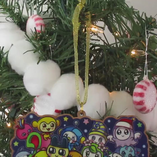 Tàmàgótchí Uni Wooden Cute Kawaii Christmas Ornament | Includes 4x6in Print | Tamagotchi Uni Characters Charm | Holiday Decoration Gift