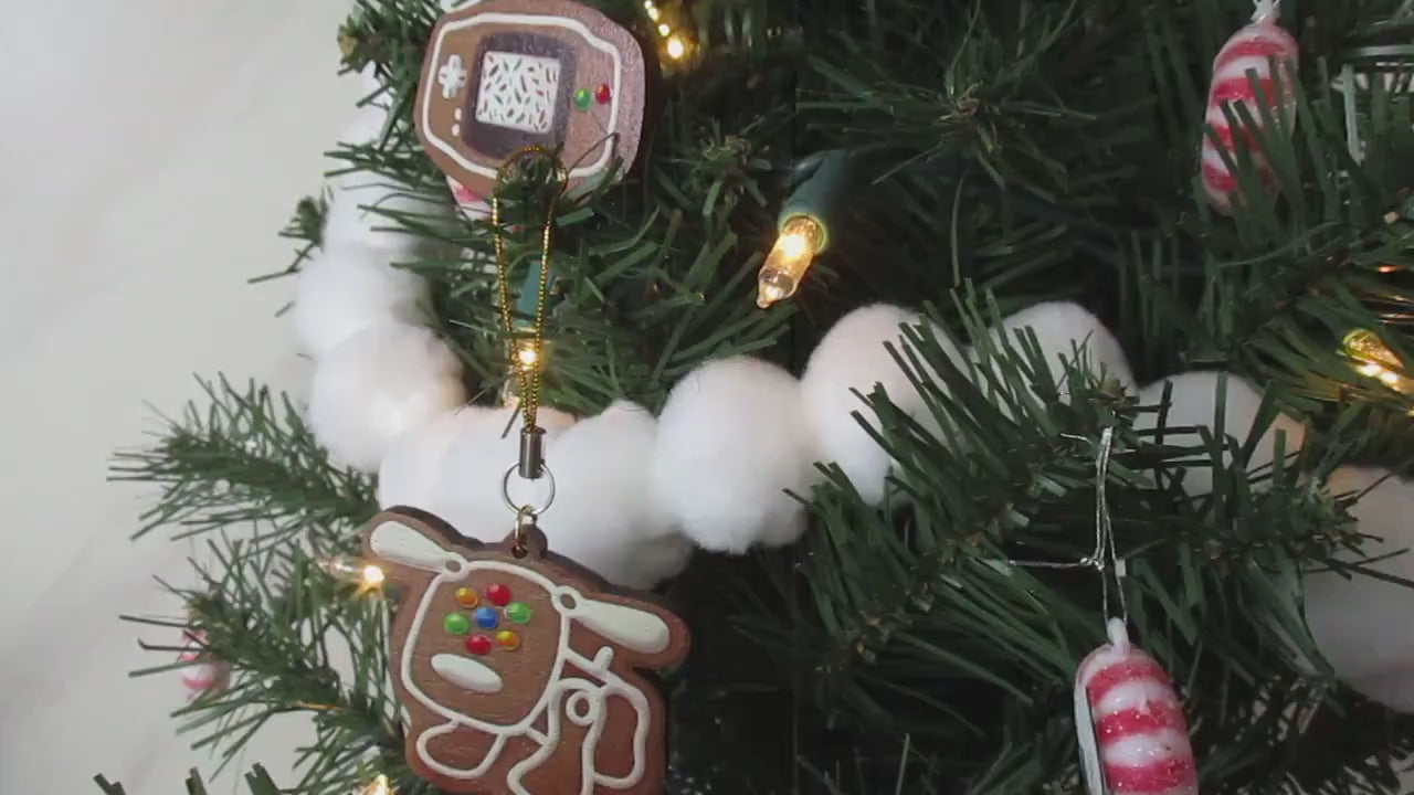 90s Toys 5 Pack 2in Small Wood Christmas Ornaments for Mini Tree | Includes 4x6in Postcard | Béanie Bàby,iDog,Fúrby Holiday Decoration Gift